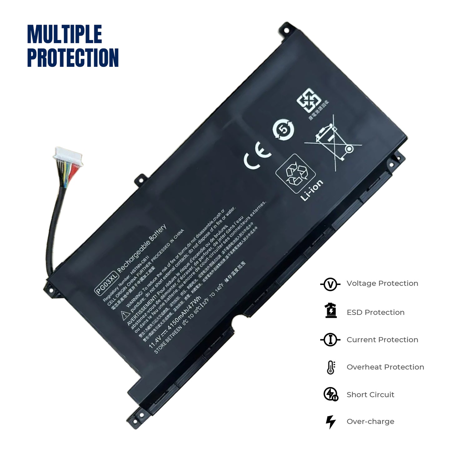 KELESY 11.55V 47Wh PG03XL Battery For Hp Pavilion 15-DK 15-DK0125TX HSTNN-OB1I L48430-AC1 TPN-Q229 TPN-C141 HSTNN-DB9G