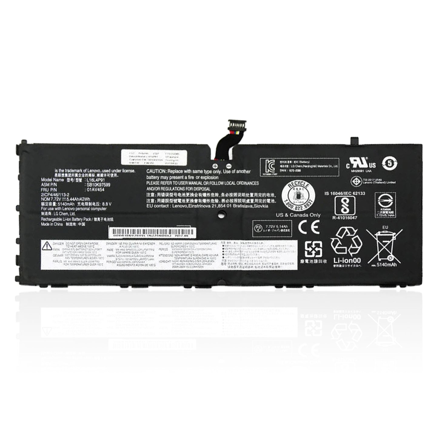 KELESY Neuer, echter Original-Laptop-Akku L16L4P91, 7,72 V, 42 Wh, für Lenovo ThinkPad X1 Tablet GEN 3, 3. GEN-20KJ000NAU 01AV454