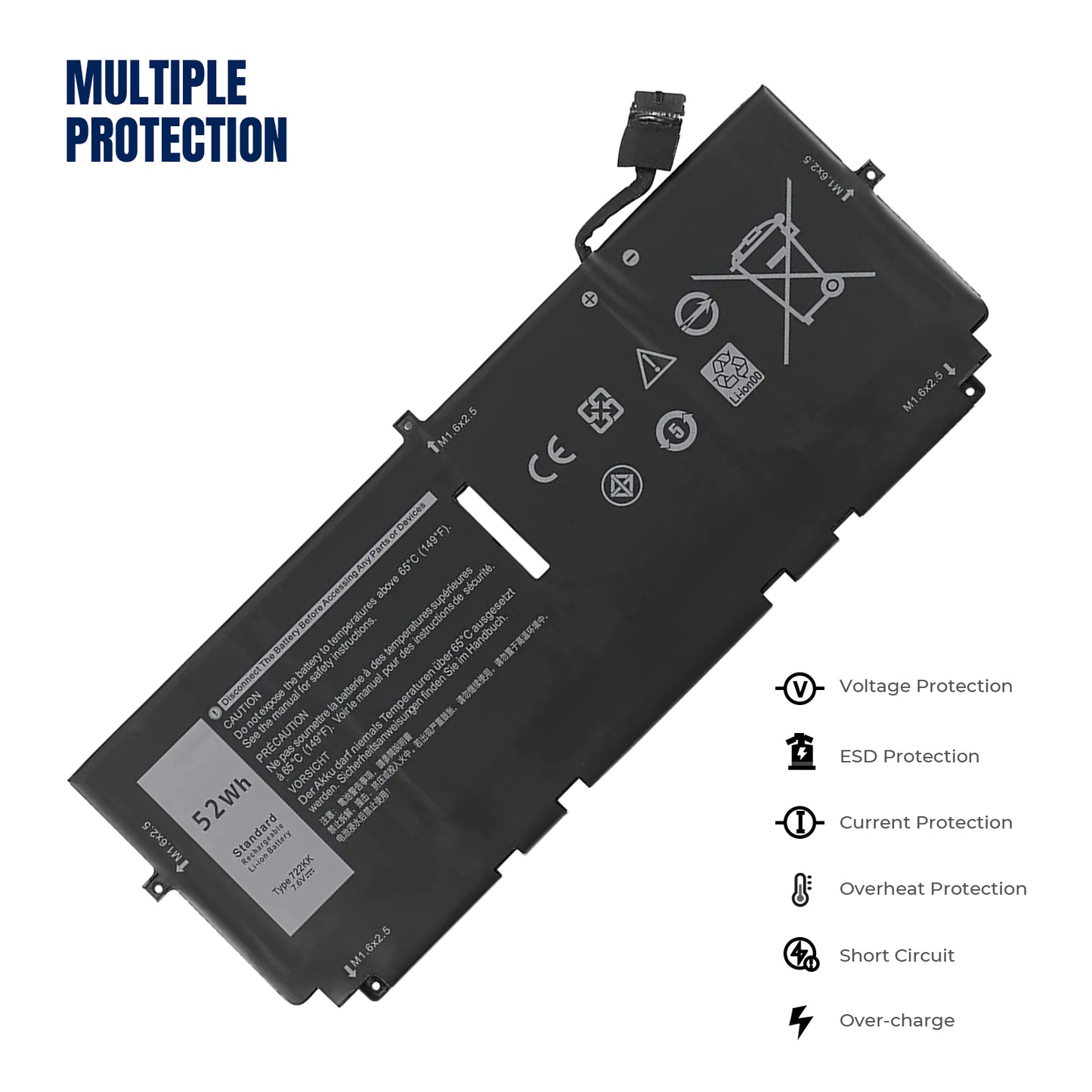 KELESY 722KK Laptop Battery For DELL XPS 13 9300 9310 9380 Series P117G P117G001 P117G002 2XXFW FP86V WN0N0 7.6V 52Wh