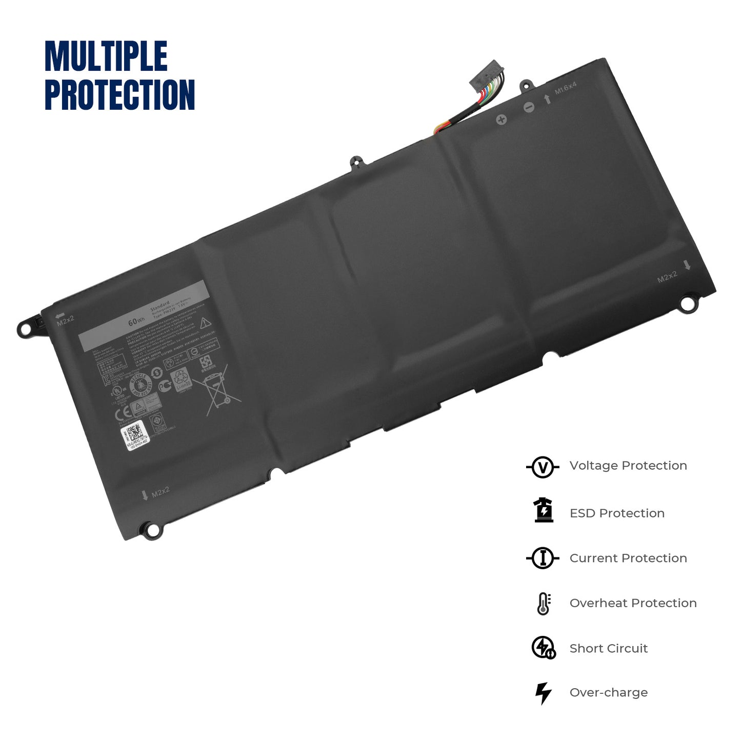 KELESY PW23Y Replacement Laptop Battery for DELL XPS 13 9360 Series RNP72 TP1GT P54G 7.6V 60WH Free Tools