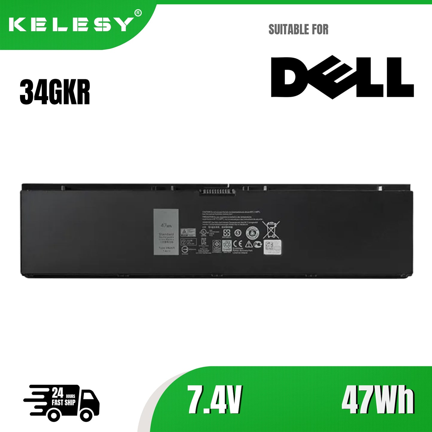KELESY New 34GKR Laptop Battery For DELL Latitude E7420 E7440 E7450 V8XN3 G95J5 0909H5 0G95J5 5K1GW 3RNFD