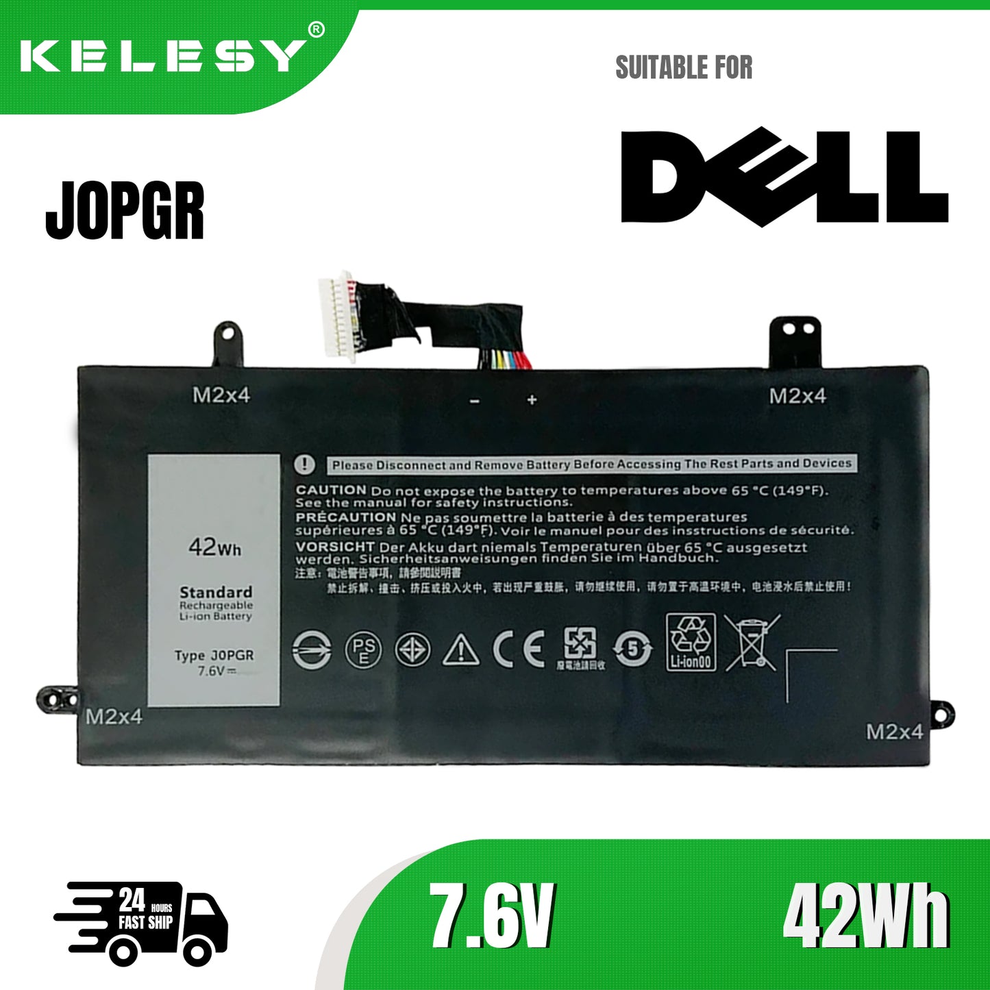 KELESY 7.6V 42Wh J0PGR Battery For Dell Latitude 12 5285 5290 2-in-1 T17G Series Laptop JOPGR T17G X16TW 1WND8 Replacement In