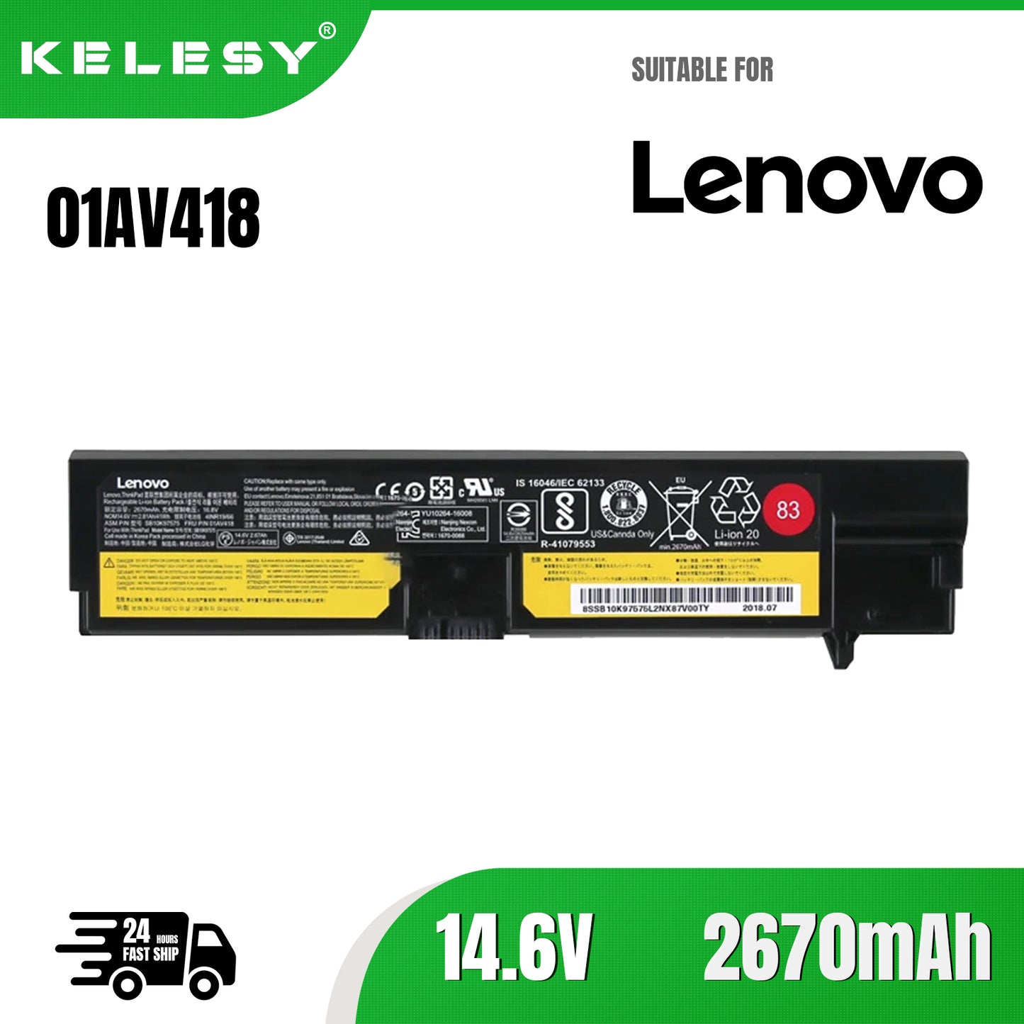 KELESY New Original 01AV418 Laptop Battery For Lenovo ThinkPad E570 E570C E575 Series 01AV417 01AV416 SB10K97574 SB10K97575