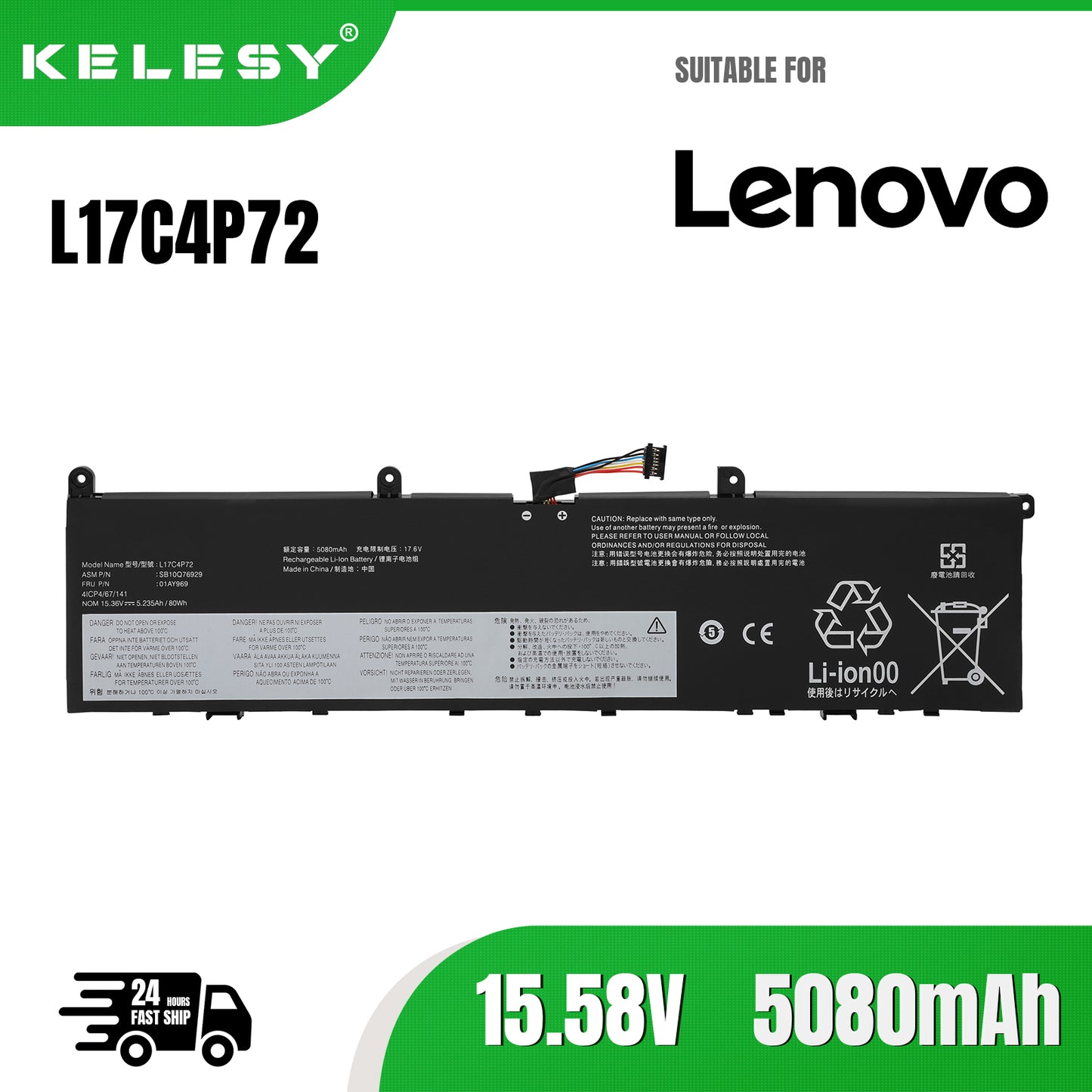 KELESY L17M4P72 L17C4P72 01YU911 Laptop Battery For Lenovo ThinkPad P1 GEN2-20QT 20MD,X1 EXTREME-20MG 01AY969 01AY968