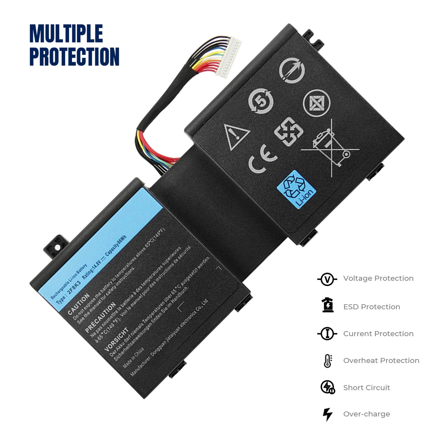 KELESY 2F8K3 Laptop Battery For Dell Alienware 17 R1 17X M17X-R5 Alienware 18 R1 18X M18X-R3 Series 02F8K3 KJ2PX 14.8V 86Wh