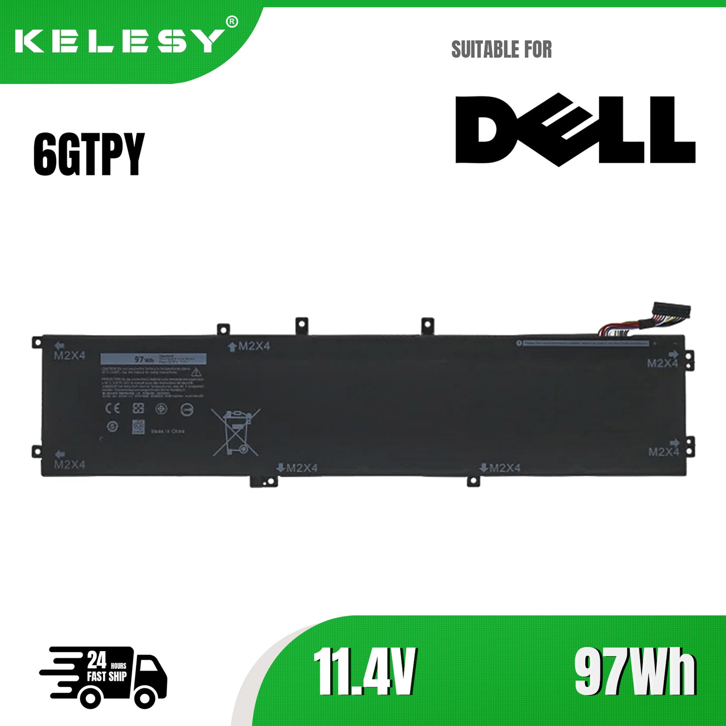 KELESY New 6GTPY H5H20 Laptop Battery For DELL XPS 15 9570 9560 7590 For DELL Precision 5520 5530 Series Notebook 97WH 56WH