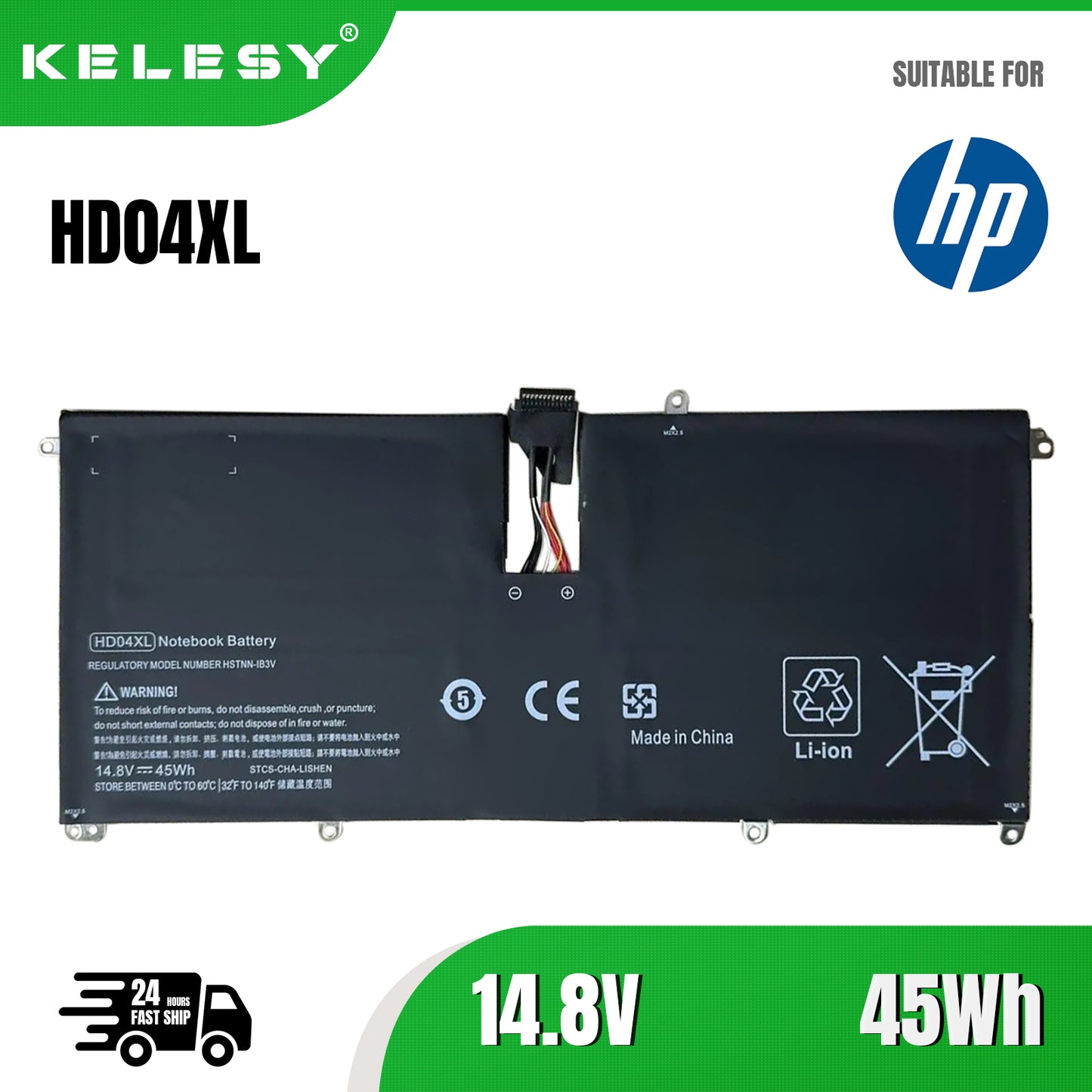 KELESY Original Replacement Laptop Battery HD04XL For HP Envy Spectre XT HSTNN-IB3V 13-2120tu TPN-C104 13-2095ca 685989-001 45Wh