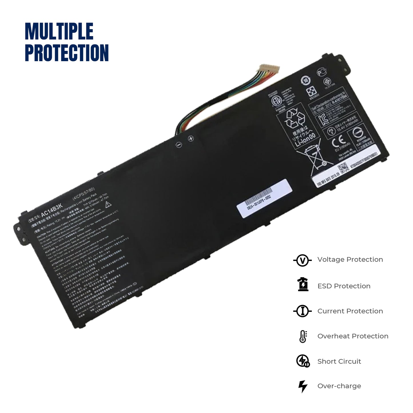 KELESY AC14B3K Laptop Battery For Acer Aspire R5-571T R5-571TG S14 CB3-511 Swift 3 SF314-51 R 11 R3-131T S14 15.2V 3270mAh