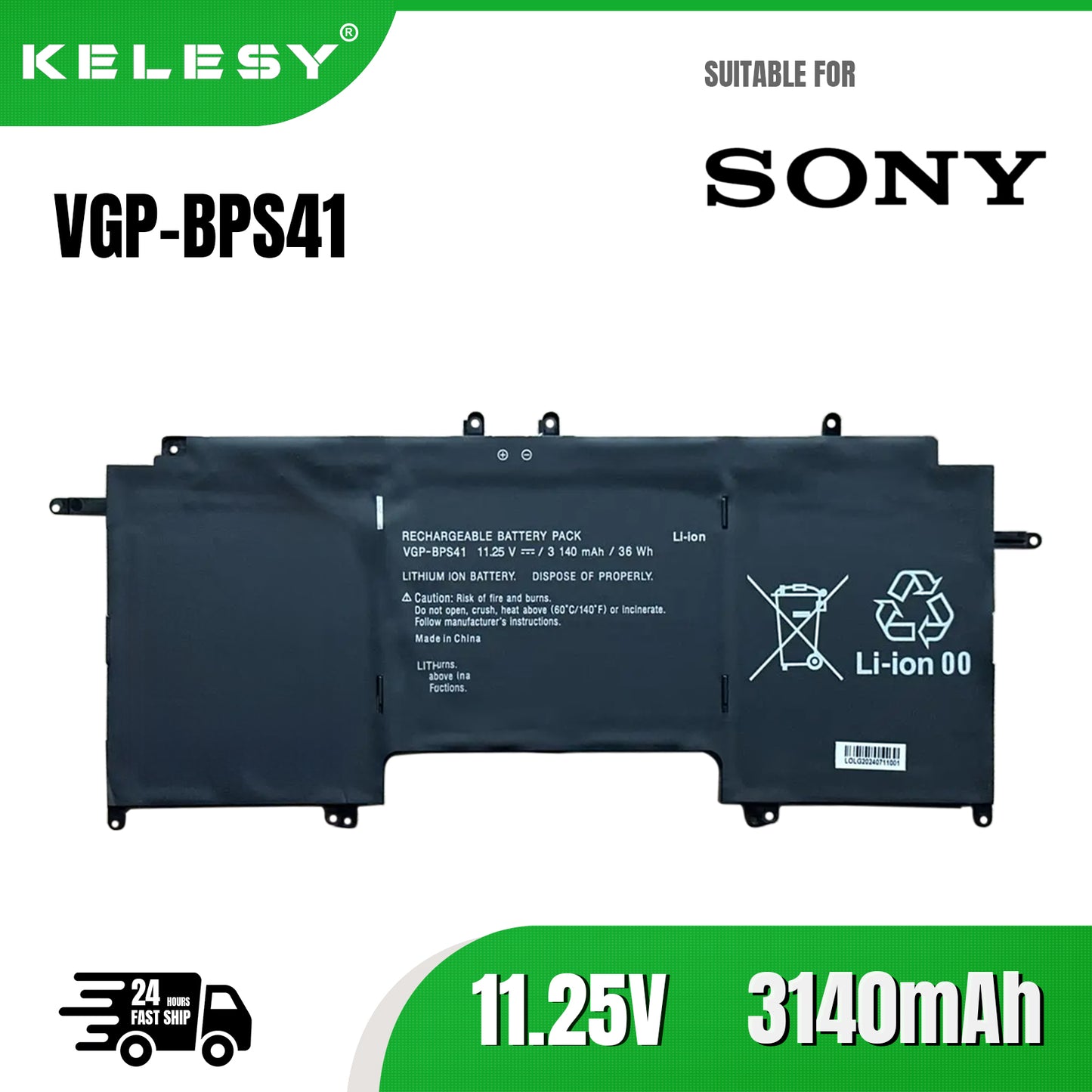 KELESY batería VGP-BPS41 Loptop, para SONY Vaio Flip 13 SVF13N SVF13N13CXB SVF13N18SCB SVF13N17SCB SVF13NA1PT 11,25 V 36Wh