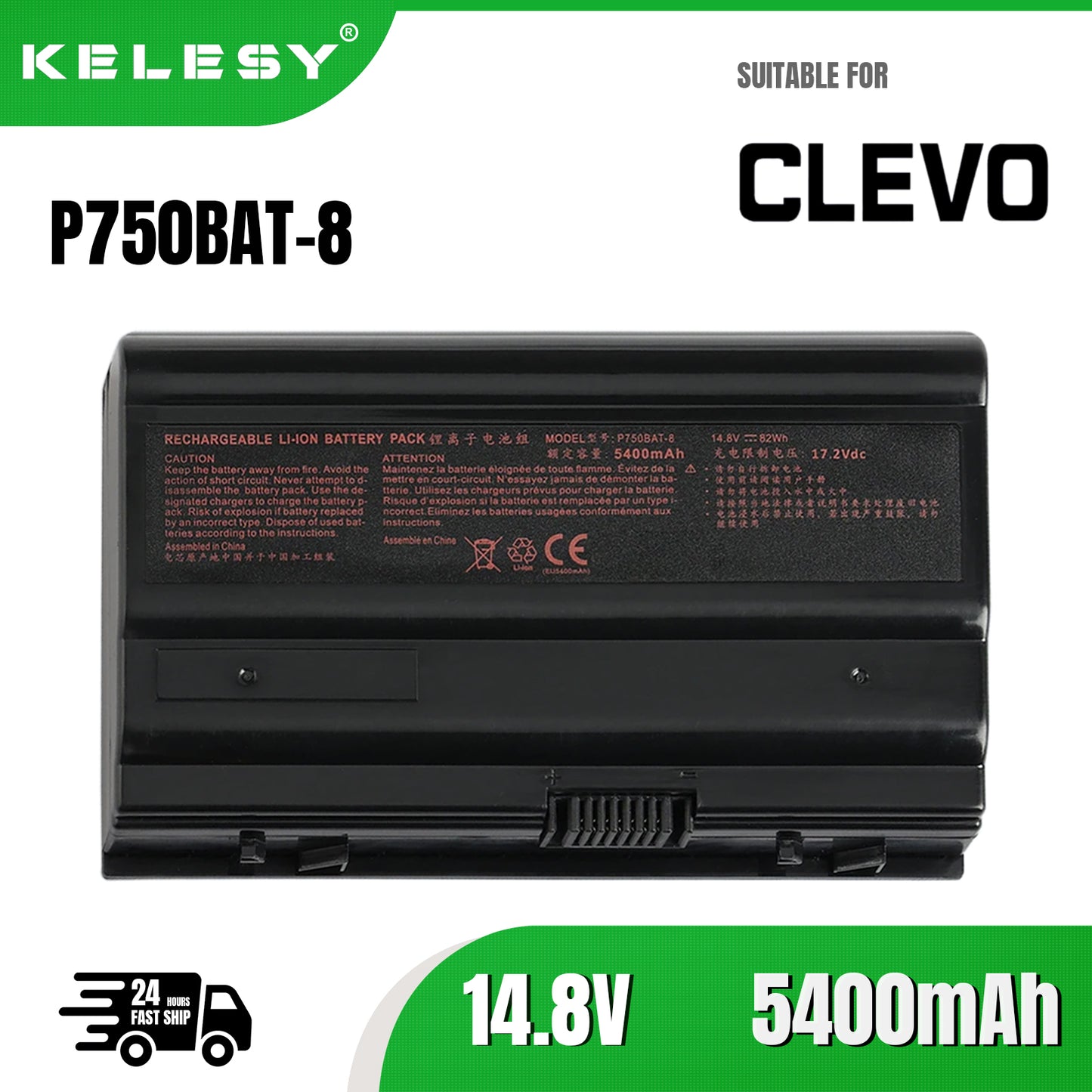 KELESY Batería de P750BAT-8 para Clevo P750ZM P775DM Terrans force X799 X599 para HaseeZX8-GL7S1 ZX7 ZX8-CP5S1 ZX7-KP5D1