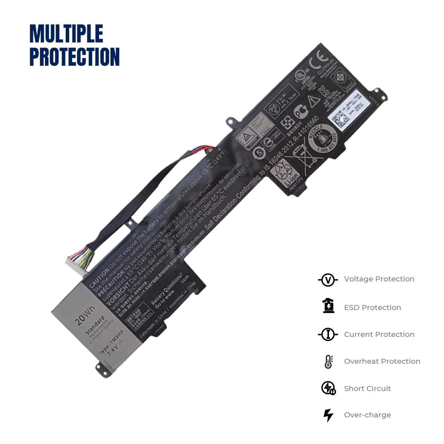 KELESY Laptop Battery TM9HP For DELL Latitude 13 7350 FRVYX 0FRVYX 2ICP4/55/82 0J84W0 7.4V 20WH 2750mAh