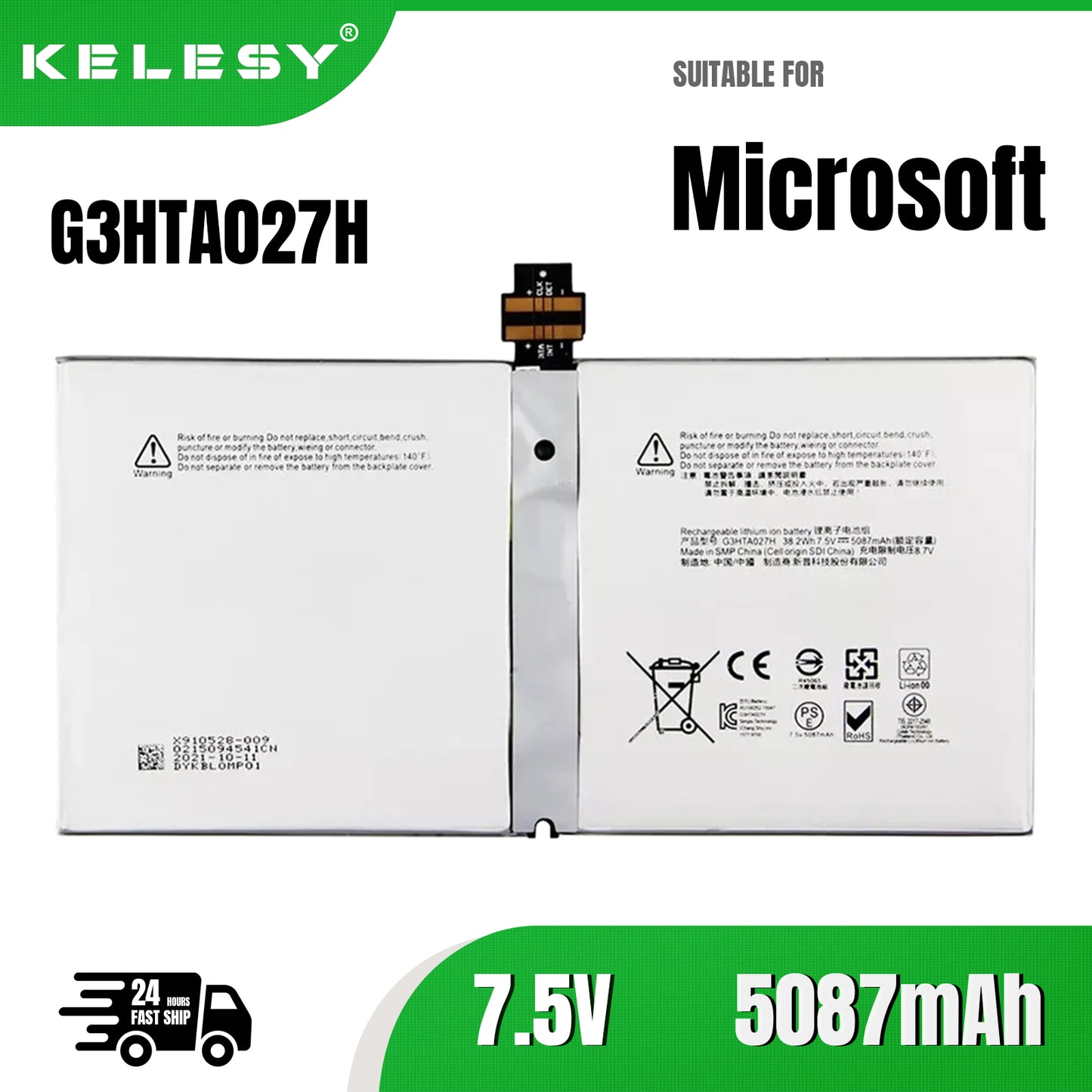 KELESY G3HTA027H DYNR01 Laptop Battery For Microsoft Surface Pro 4 1724 12.3" Tablet 7.5V 38.2WH/5087mAh With Tools