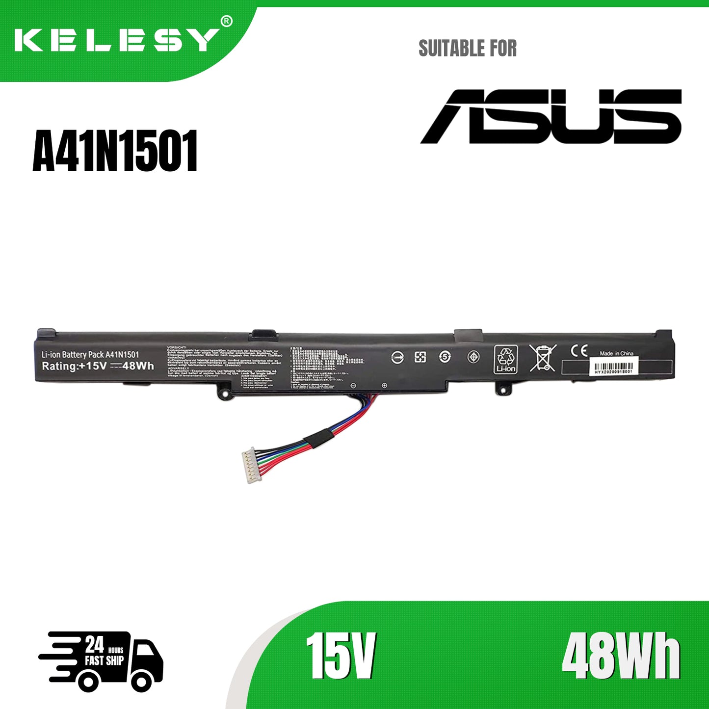 KELESY A41N1501 Laptop Battery for ASUS GL752JW GL752 GL752VL GL752VW N552 N552V N552VW N752 N752V N752VW N752VX A41LK9H