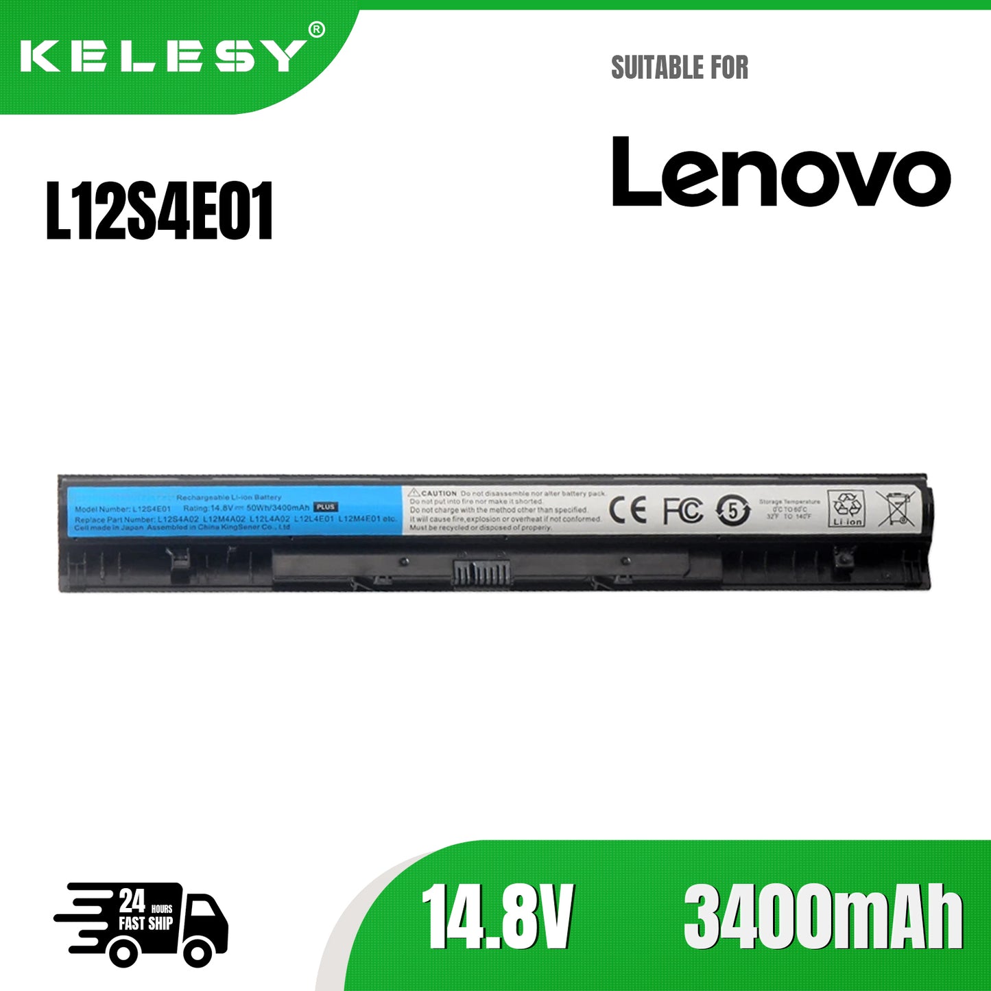 KELESY L12S4E01 l12M4E01 Battery for Lenovo G400S G410S G500 G510S G405S G505S S510P S410P Z501 Z710 L12L4A02 L12L4E01