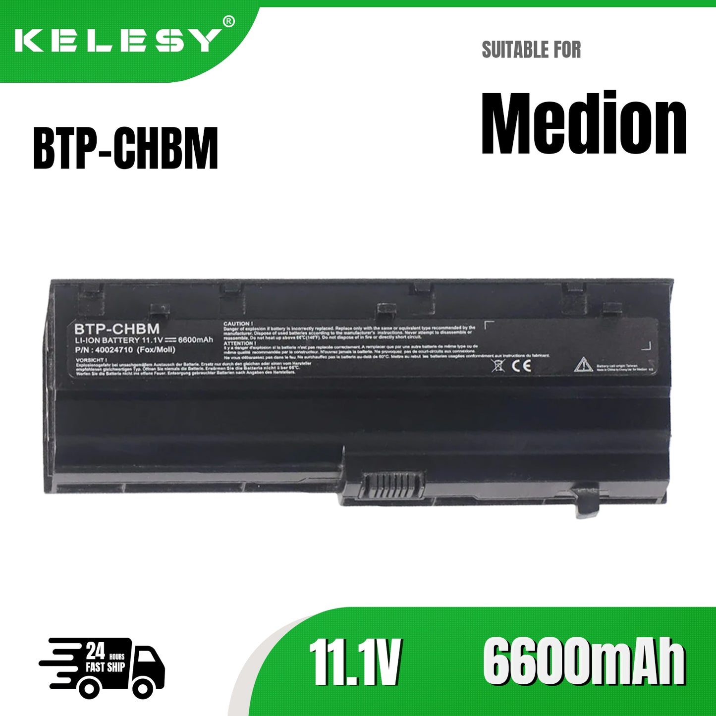 KELESY batería BTP-CHBM para portátil Medion BTP-CHBM, 11,1 V, 6600mAh, 2 años de garantía gratis
