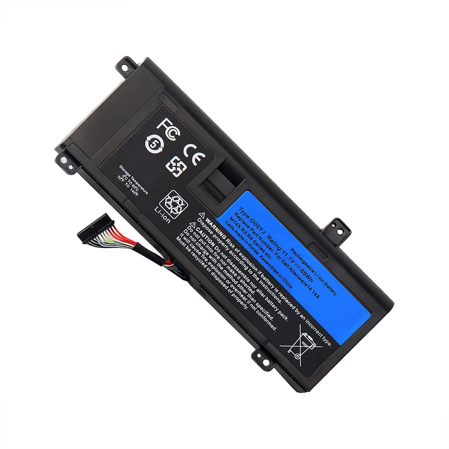 KELLESY G05YJ Laptop Battery For DELL Alienware 14 A14 M14X R3 R4 Series P39G Alienware 14D-1528 GO5YJ Y3PN0 8X70T 69WH