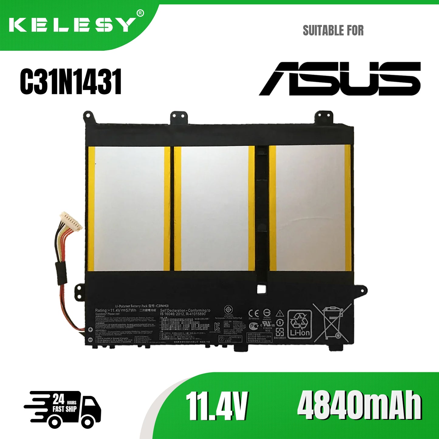 KELESY Batería de ordenador portátil C31N1431 para Asus EeeBook, R416SA, L403SA, E403SA-WX0002H, FA087T, VivoBook, L403NA
