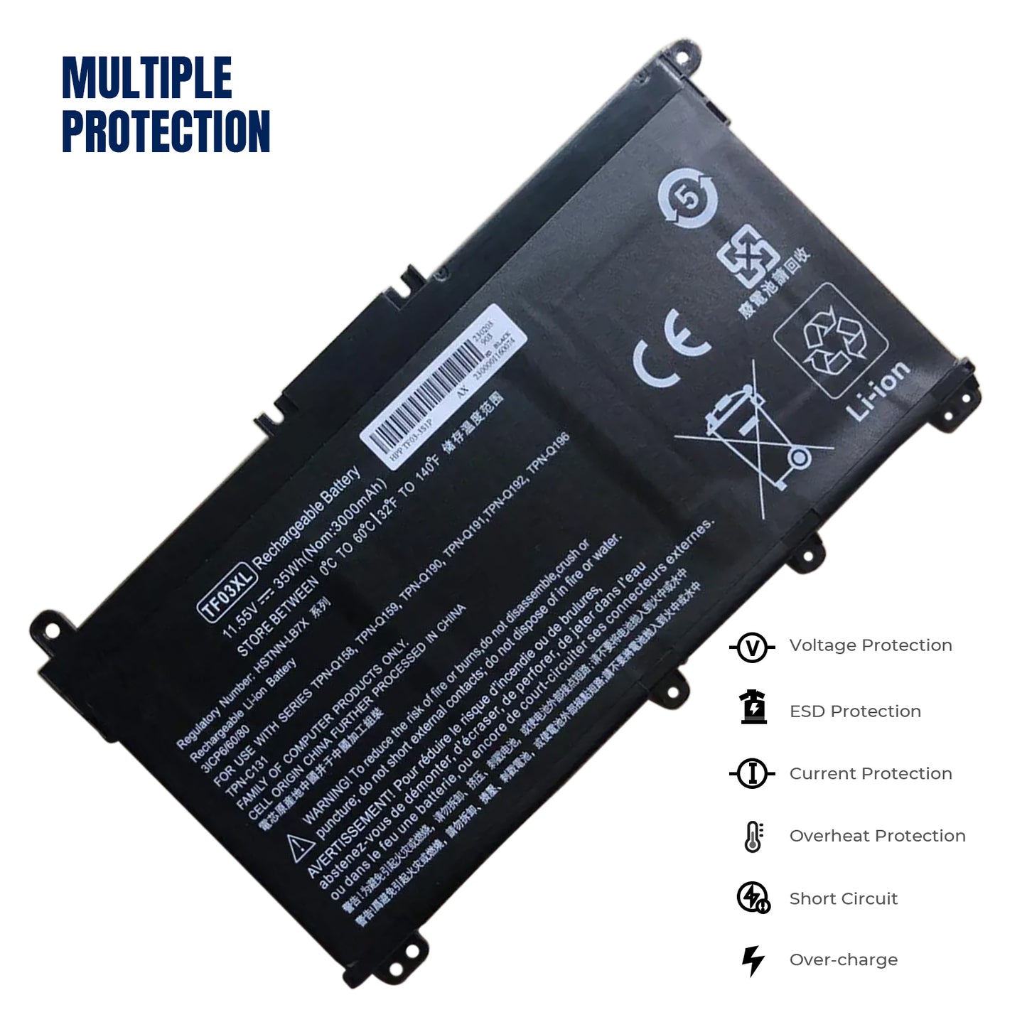 KELESY TF03XL Battery For HP 14-bp080nd 14-bf 15-CC TPN-Q188 Q189 Q190 Q191 Q192 Q201 HSTNN-LB7X HSTNN-LB7J 920070-855 11.55V