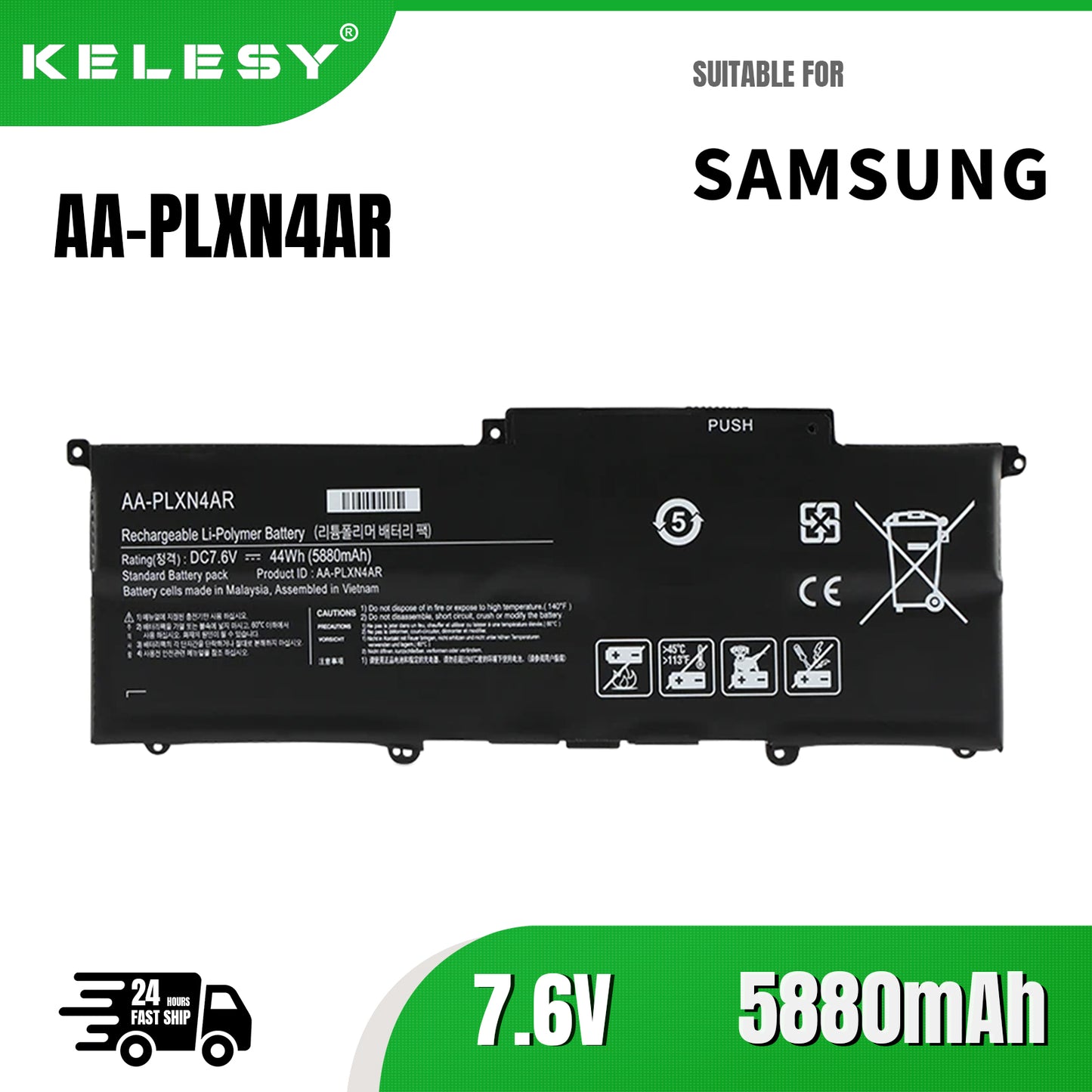KELESY Batería de 7,6 V para ordenador portátil, dispositivo de AA-PLXN4AR para SAMSUNG Ultrabook 900X3D 900X3C 900X3B 900X3E