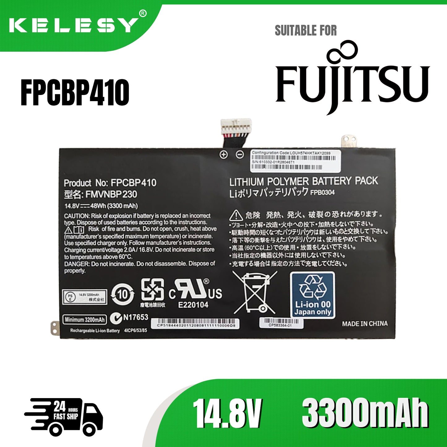 KELESY Batería de ordenador portátil FPCBP410 FMVNBP230 FPB0304 para Fujitsu LifeBook U554 U574 UH554 UH574 Series 14,8 V