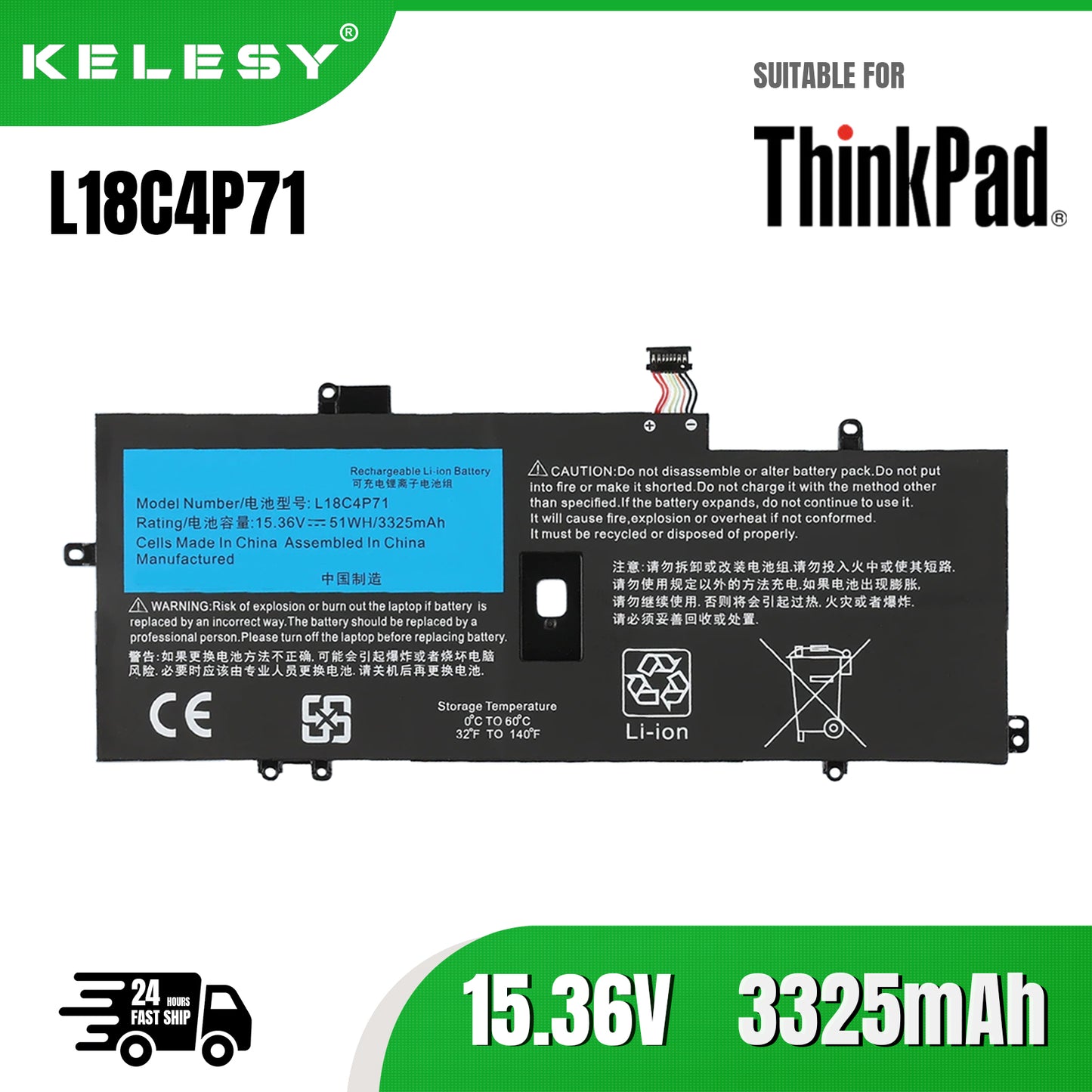 KELESY L18M4P72 L18C4P71 para Lenovo Thinkpad X1 Carbon 7th 2019 2020 Series L18L4P71 SKB10K97642 02DL004 02DL005