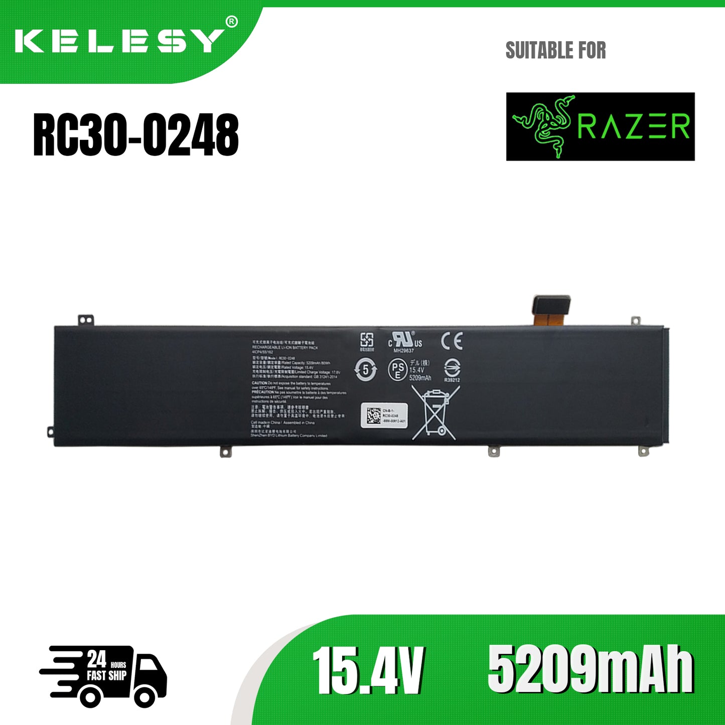 KELESY RC30-0248 Laptop Battery For Razer Blade Stealth 15 2018 2019 RTX 2070 Max-Q RZ09-02386 RZ09-02385W71-R3W1 RZ09-0288