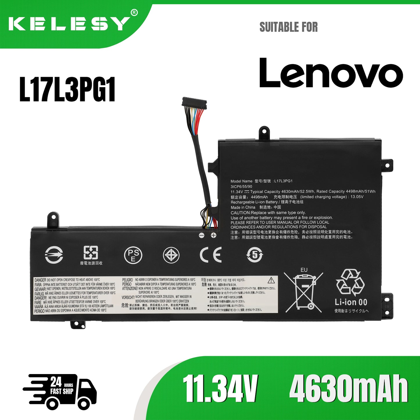 KELESY Оригинал для Lenovo Legion Y530 Y530-15ICH Y7000 Y7000P 2018/2019 L17C3PG2 L17L3PG1 L17M3PG1 L17M3PG3 Аккумулятор для ноутбука