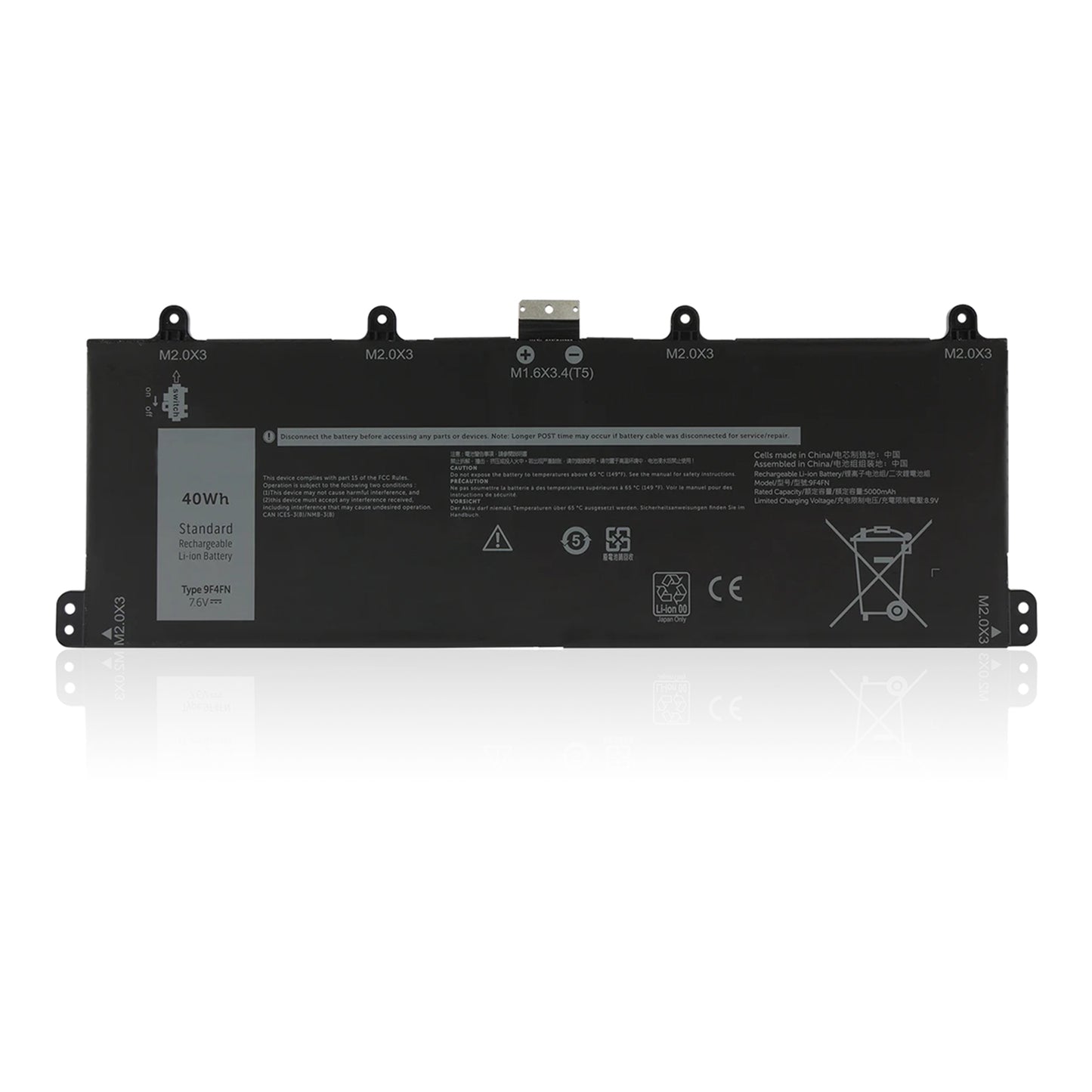 KELESY 9F4FN Battery For DELL Latitude 7320 Detachable For DELL Inspiron 14 3420 Series 2VKW9 2ICP4/79/112 7.6V 40WH/5000mAh