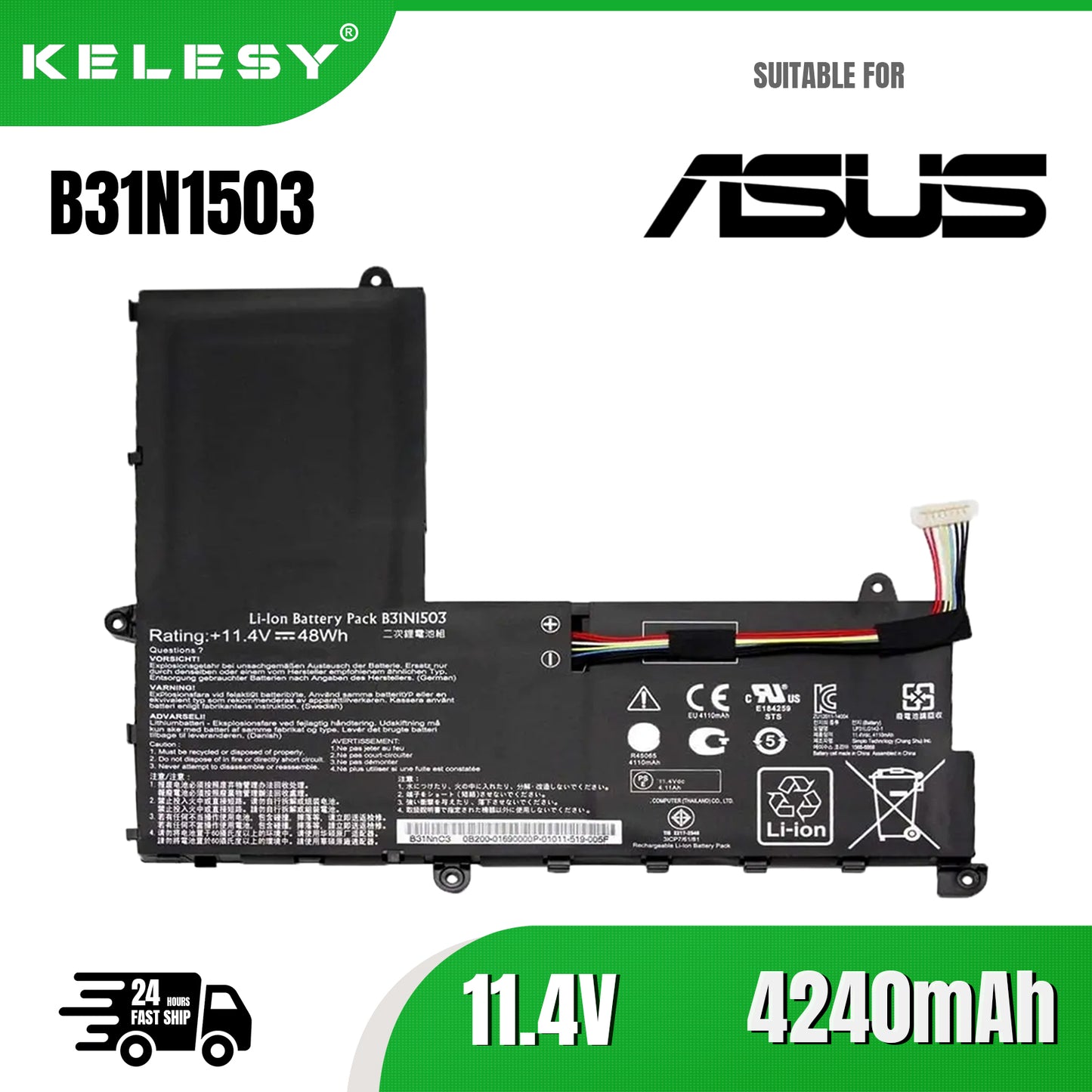 KELESY Batería B31N1503 para Asus EeeBook, E202SA-1D, E202SA-1B, E202SA