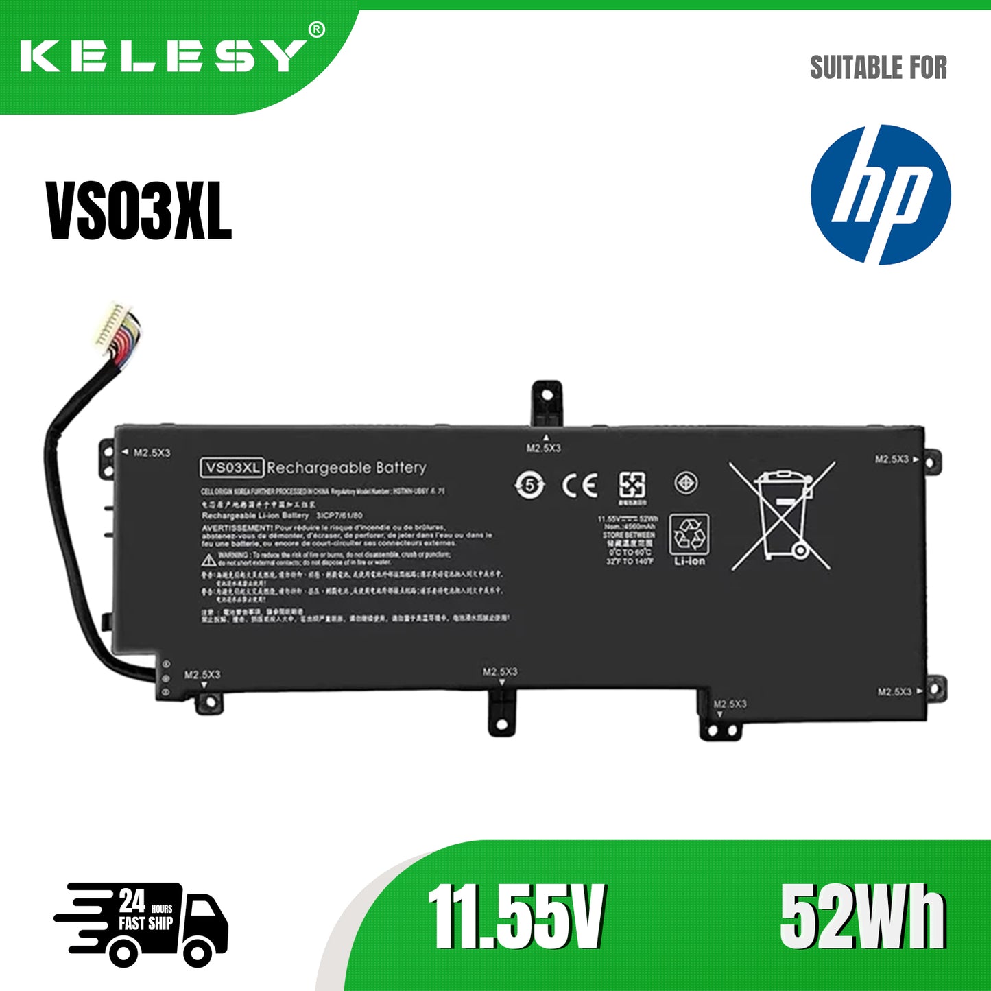 KELESY VS03XL TPN-I125 HSTNN-UB6Y Laptop Battery For HP Envy 15-AS000NIA AS020TU AS165NZ AS111TU AS104NA 849047-541 849313-850