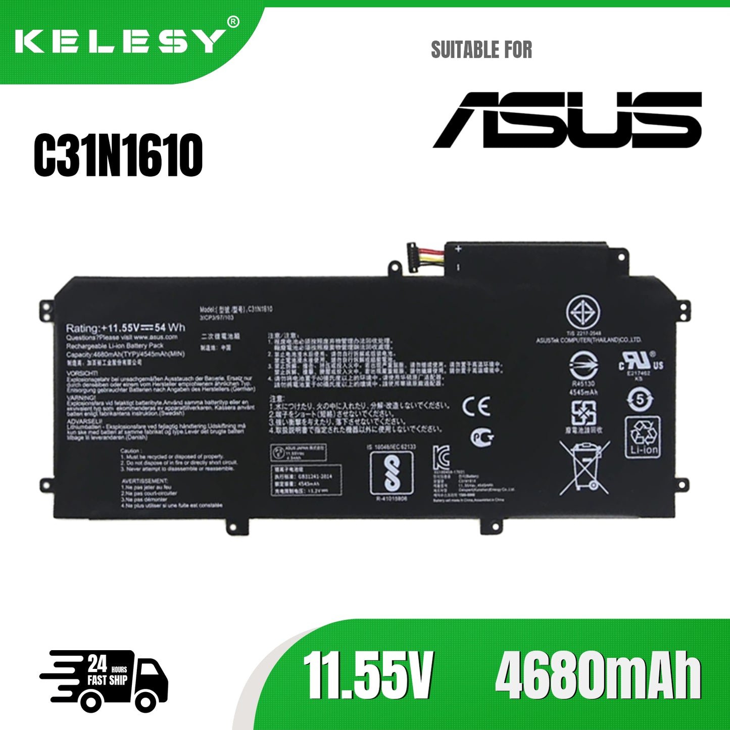KELESY C31N1610 Batterie Für ASUS ZenBook UX330C UX330CA U3000C UX330CA-1C 1A UX330CA-FC009T FC020T FC030T 0B200-02090100
