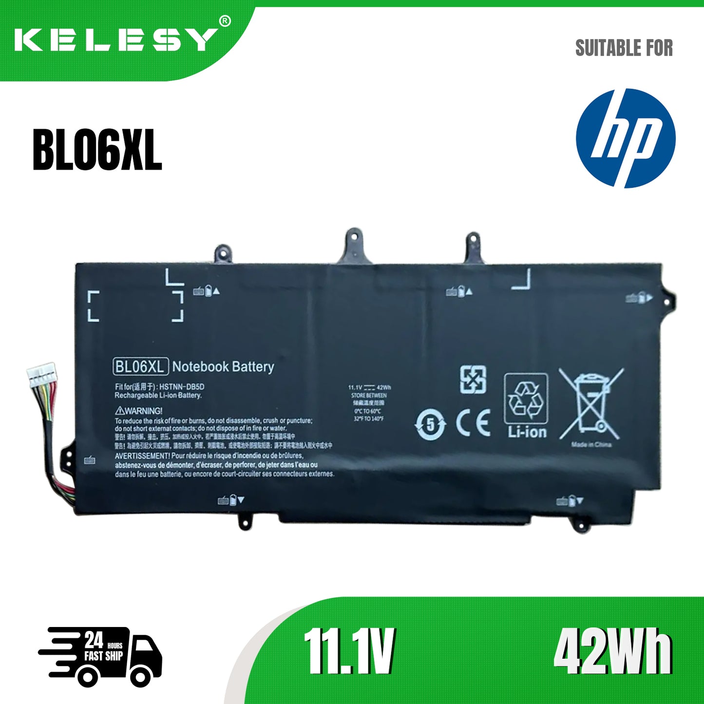 KELESY BL06XL Laptop Battery for HP EliteBook Folio 1040 G0 G1 G2, HSTNN-DB5D IB5D W02C 722236-171 1C1 271 2C1 722297-001 F450C