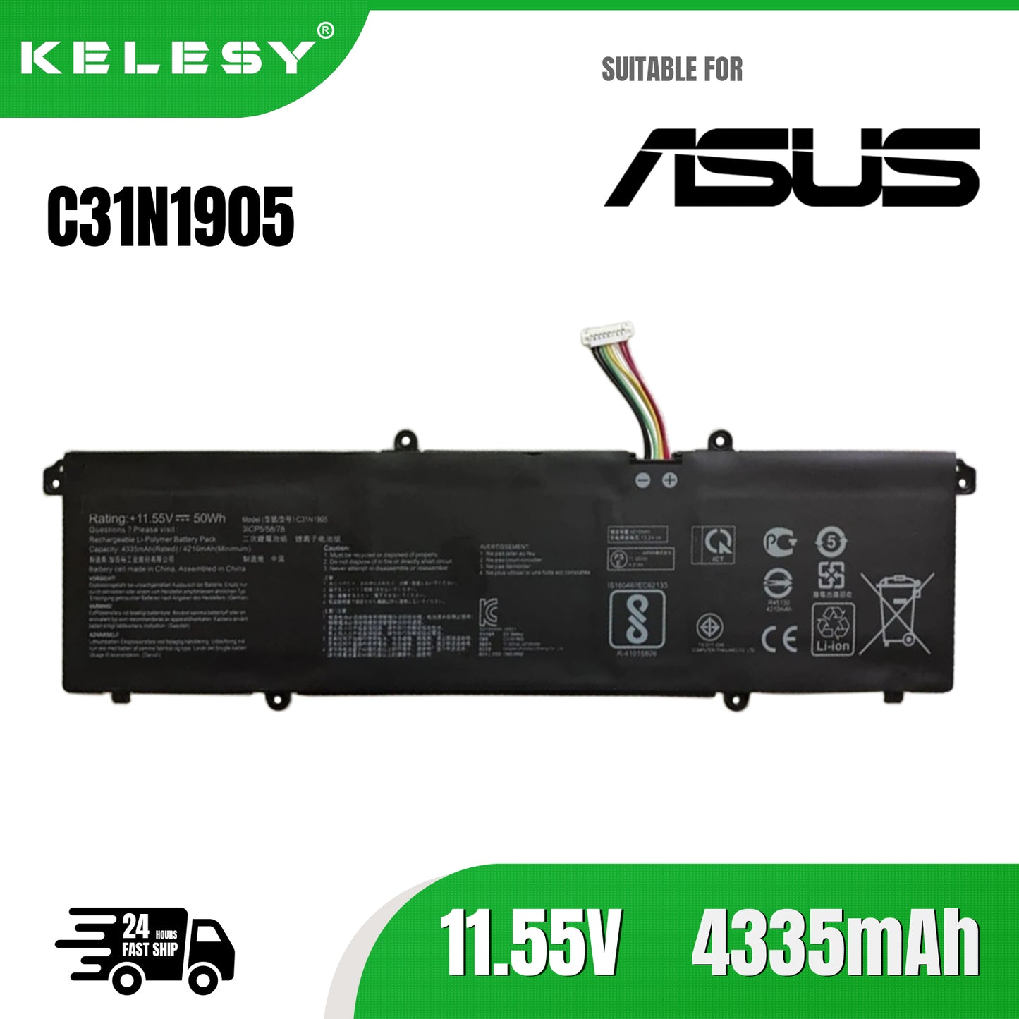 KELESY 31N1905 Laptop Battery for ASUS K533F S433FL S521FA S533FL V533F For VivoBook S14 S433FA-AM035T 11.55V 50WH