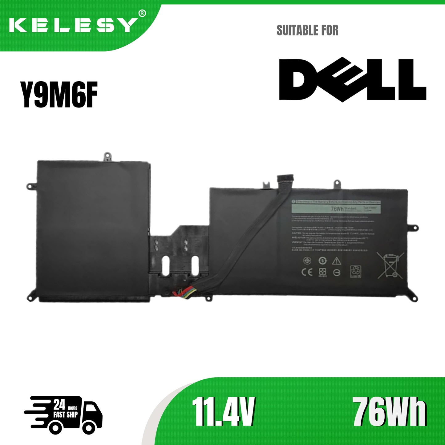 KELESY Y9M6F 08K84Y Laptop Battery For DELL Alienware M15 M17 R2 P41E P87F ALW15M C7XD9 R4958W P41E001 P87F001 11.4V 76Wh