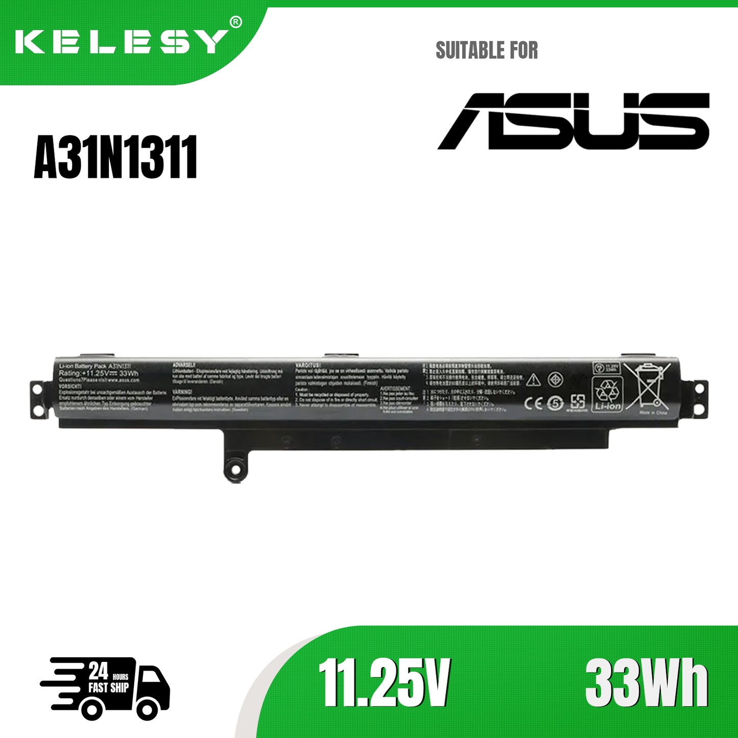 KELESY New A31N1311 B110-00260000 Battery For ASUS VivoBook X102B X102BA F102BA X102BA-BH41T X102BA-DF1200 X102BA-HA41002F