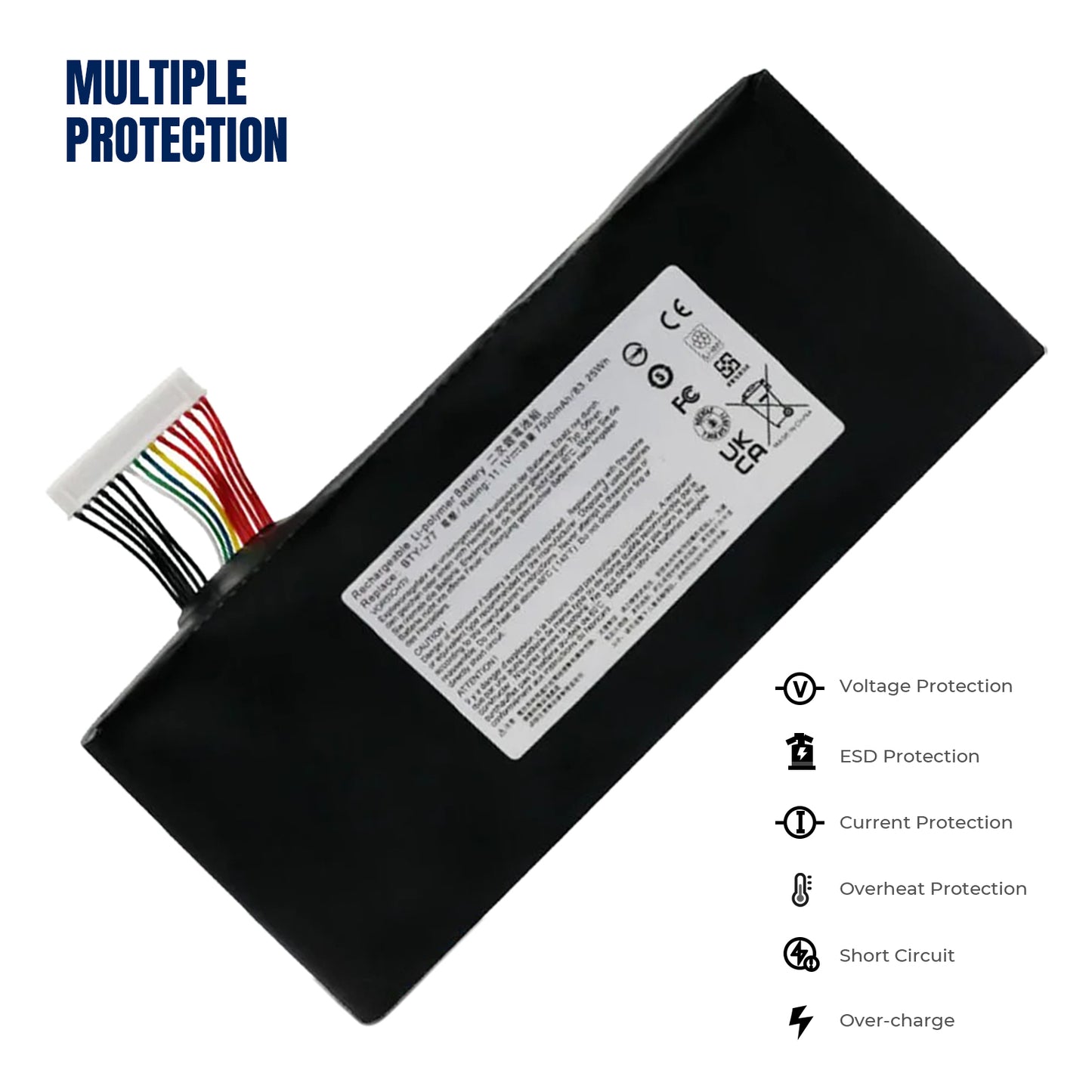 KELESY Laptop battery for MSI BTY-L77 GT80 GT80S 6QE GT72VR GT72S GT72 6RD 6QF MS-1781/1783/1785/1782 WT72