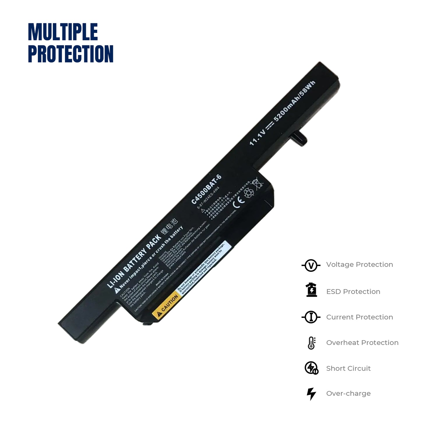 KELESY Batería de ordenador portátil para Clevo C4500BAT-6, C4500BAT 6, C4500BAT6, B4100M, B4105, B5100M, B5130M, B7110, C4100