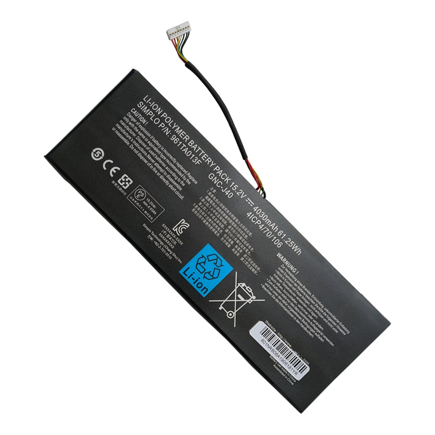 KELESY GNC-J40 15.2V/61.25Wh Laptop Battery For Gigabyte P34W P34K P34F P34G V2 V3 V4 V5 V7 Series P34W V5 Xotic PC Edition 4030mAh