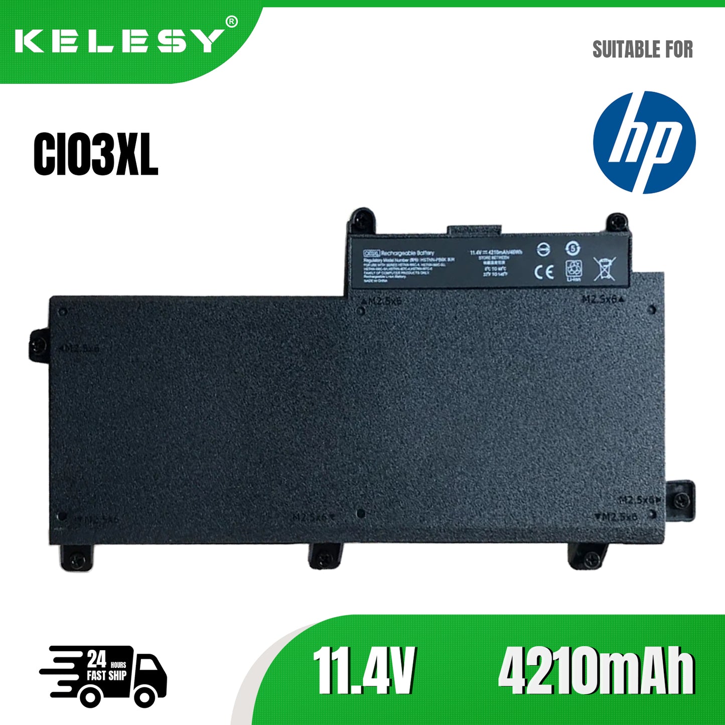 Аккумулятор для ноутбука KELESY CI03XL для HP ProBook 640 645 650 655 G2 Series CI03 CIO3 CIO3XL HSTNN-UB6Q 801554-001 48 Вт·ч 11,4 В