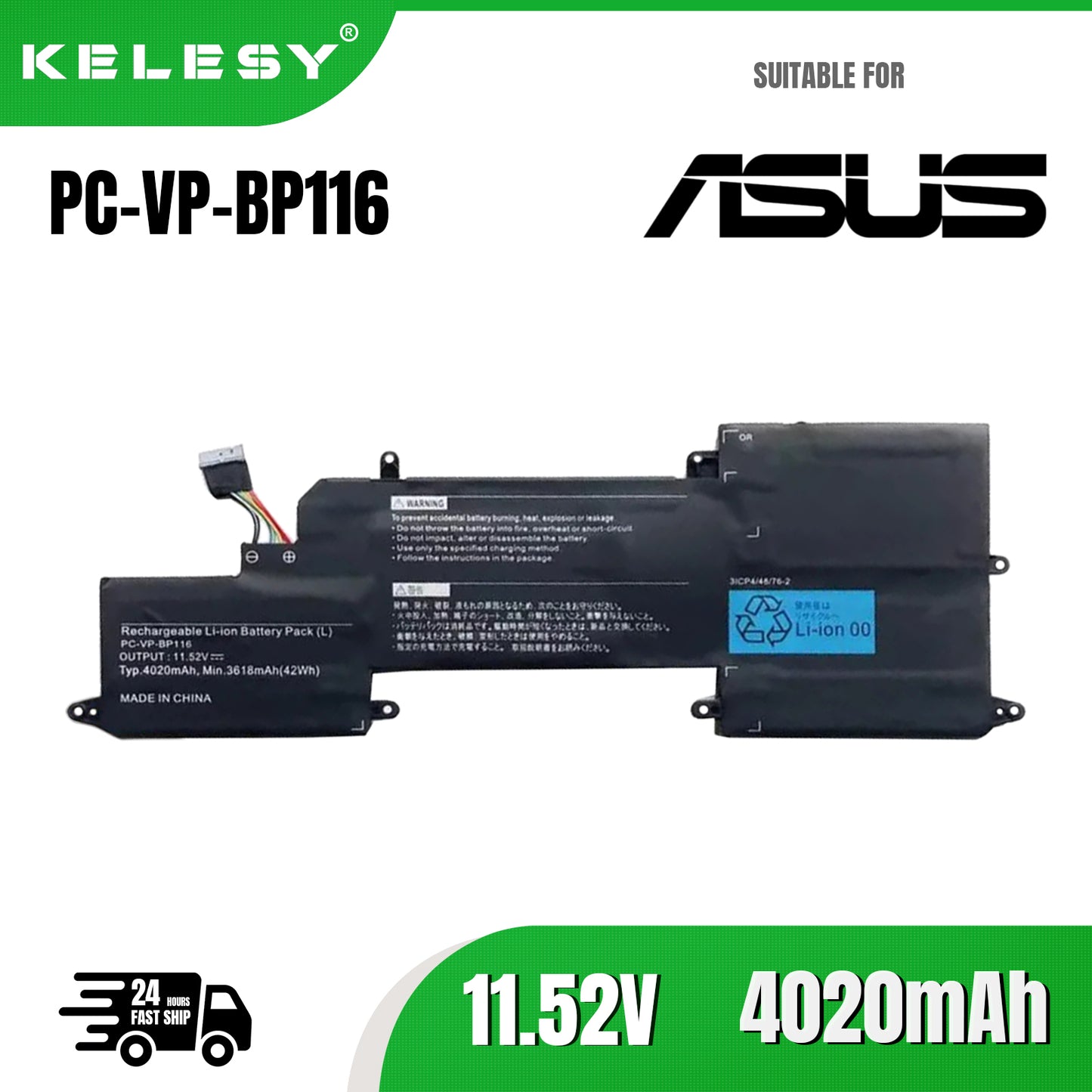 KELESY Batería de portátil para NEC PC-VP-BP115, BP115, PC-VP-BP116