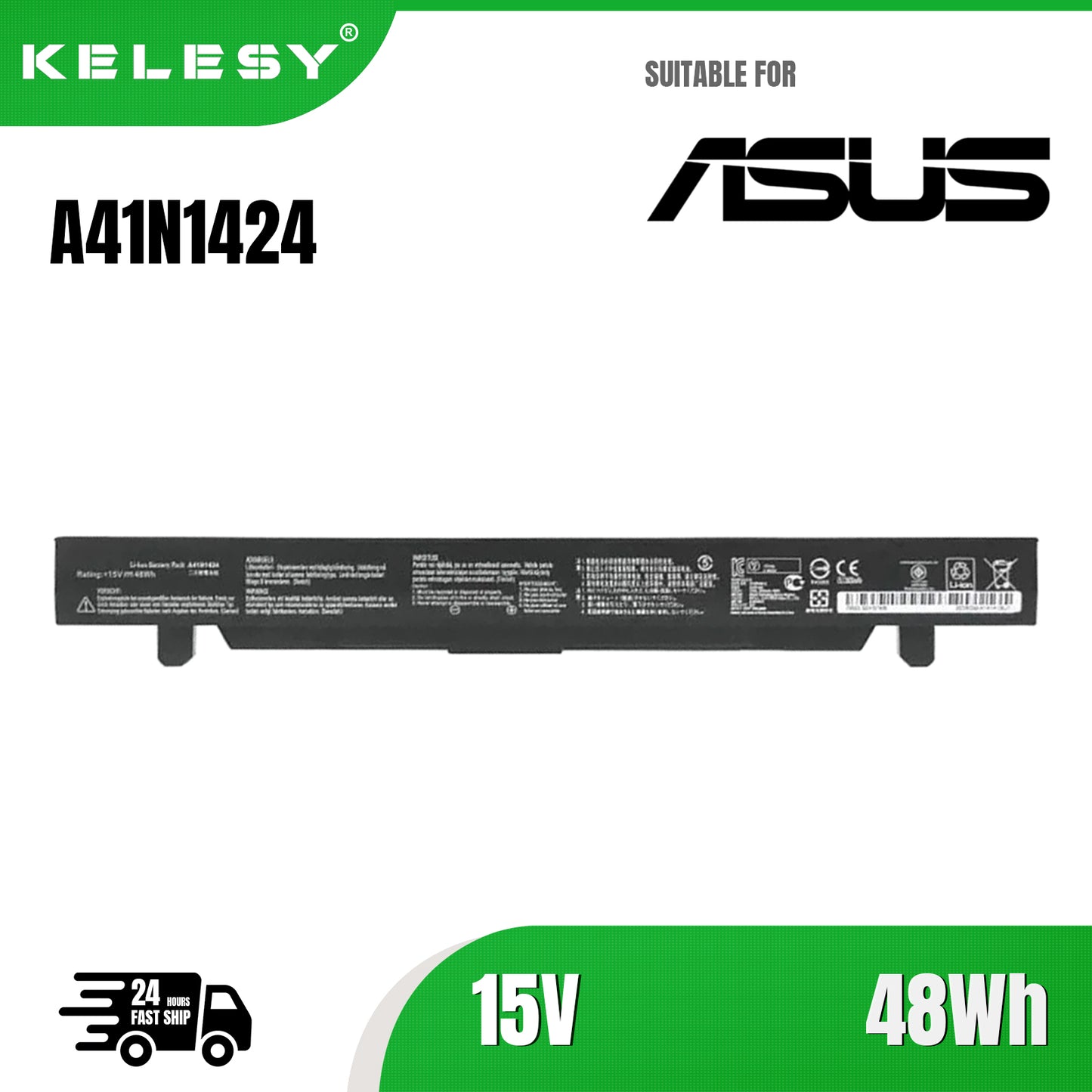 KELESY A41N1424 Laptop Battery for ASUS ROG FX-Plus/PRO ZX50 ZX50J ZX50JX ZX50V ZX50VW GL552 GL552J GL552JW GL552V GL552VW