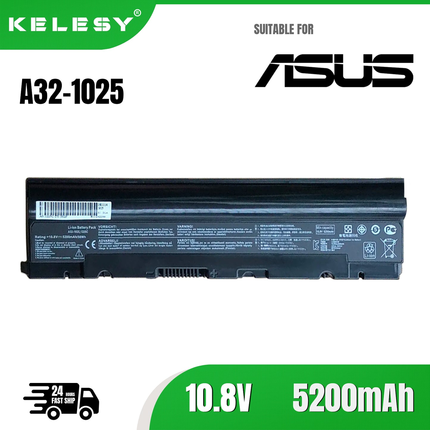 KELESY Laptop Battery For ASUS A32-1025 1025C 1025CE 1225 1225B 1225C Eee PC R052 R052C R052CE RO52 RO52C