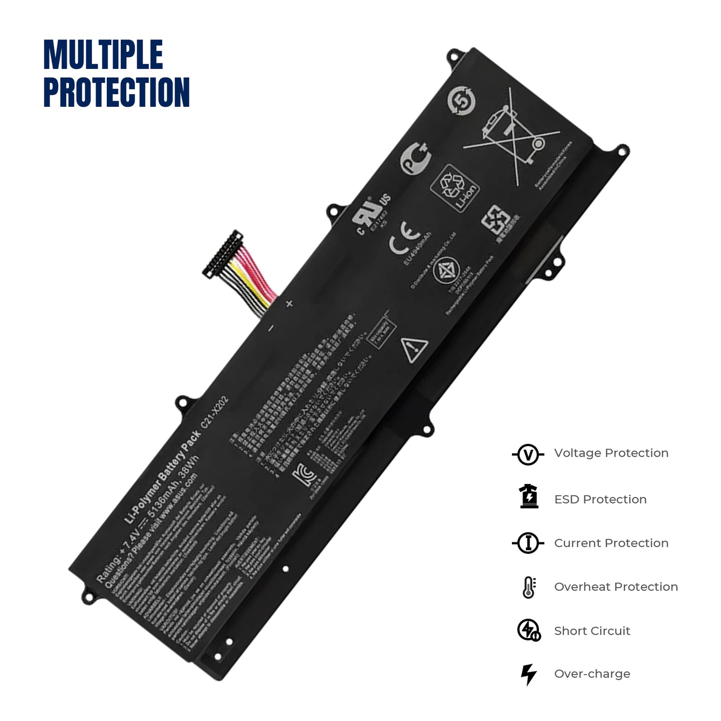 Аккумулятор KELESY C21-X202 для ноутбука ASUS VivoBook S200 S200E X201 X201E X202 X202E S200E-CT209H S200E-CT182H S200E-CT1