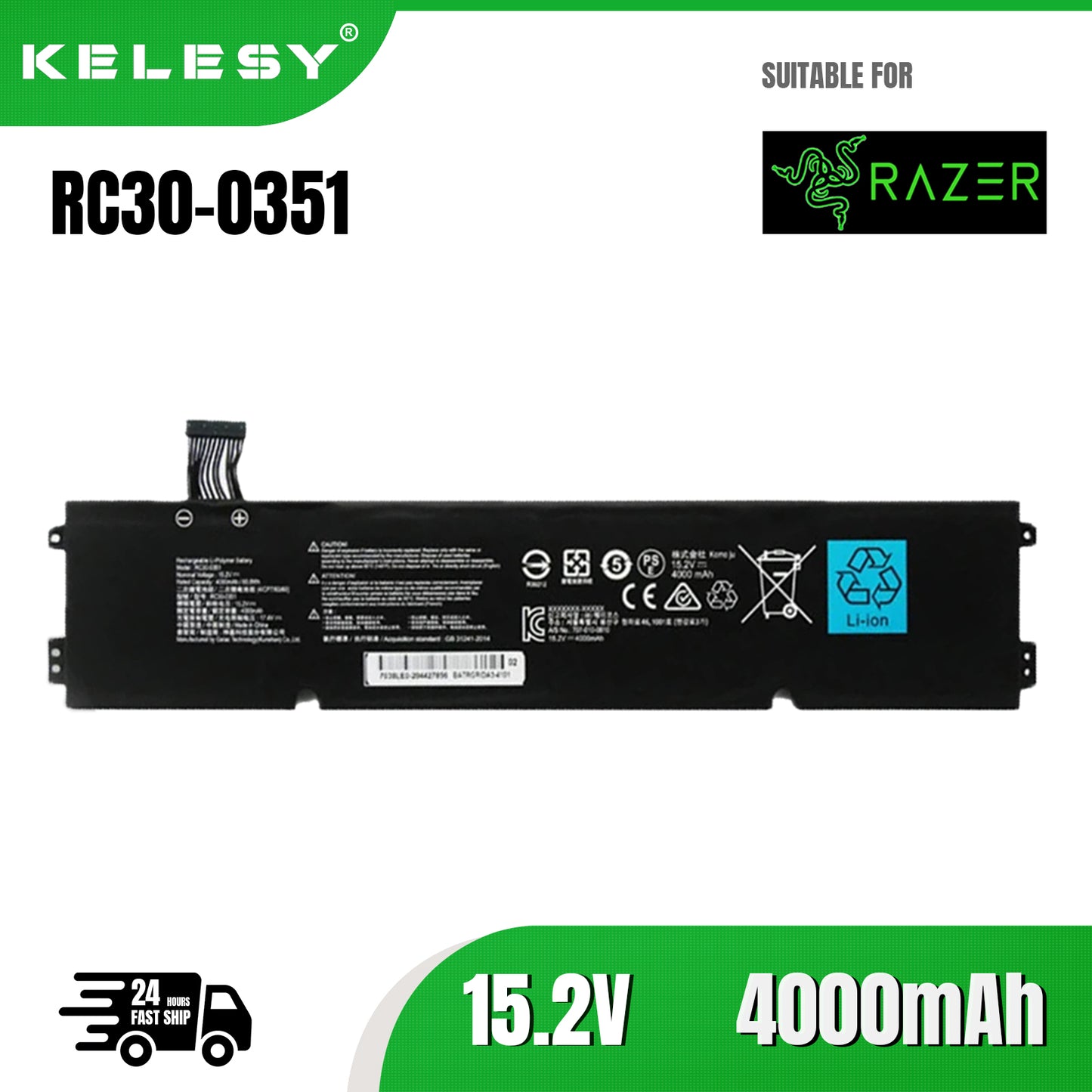 KELESY RC30-0351-batería Original para ordenador portátil Razer Blade 15, 15,2 V, 60.8Wh, 2021 RZ09-0369x, 4ICP7/63/69