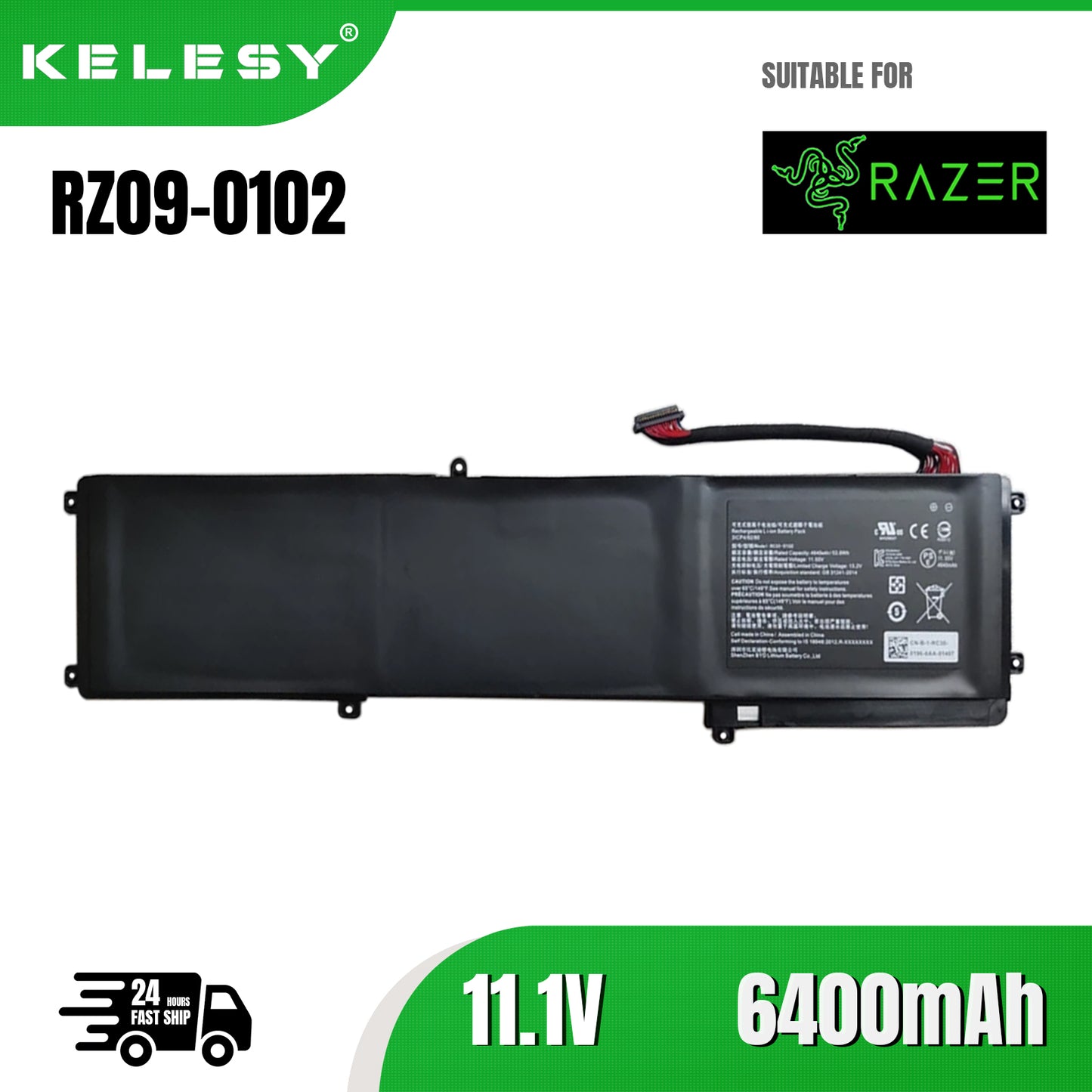 KELESY RZ09-0102-batería Original para ordenador portátil, 11,1 V, 6400mAh, para Razer Blade RZ09-01302E22, 01301E41