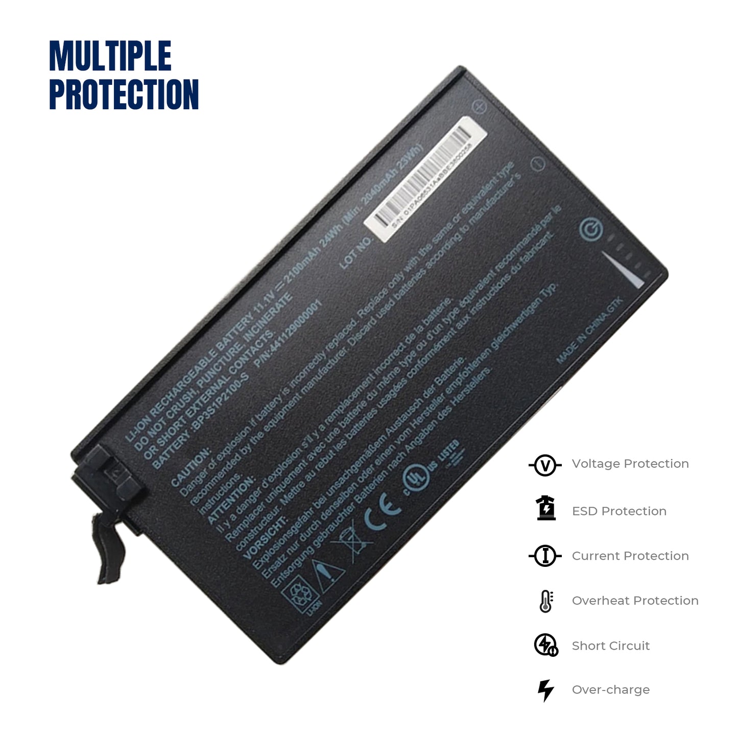 KELESY Batería Original para ordenador portátil, nueva, BP3S1P2100-S, 11,1 V, 24Wh, para Getac V110C, resistente, BP3S1P2100