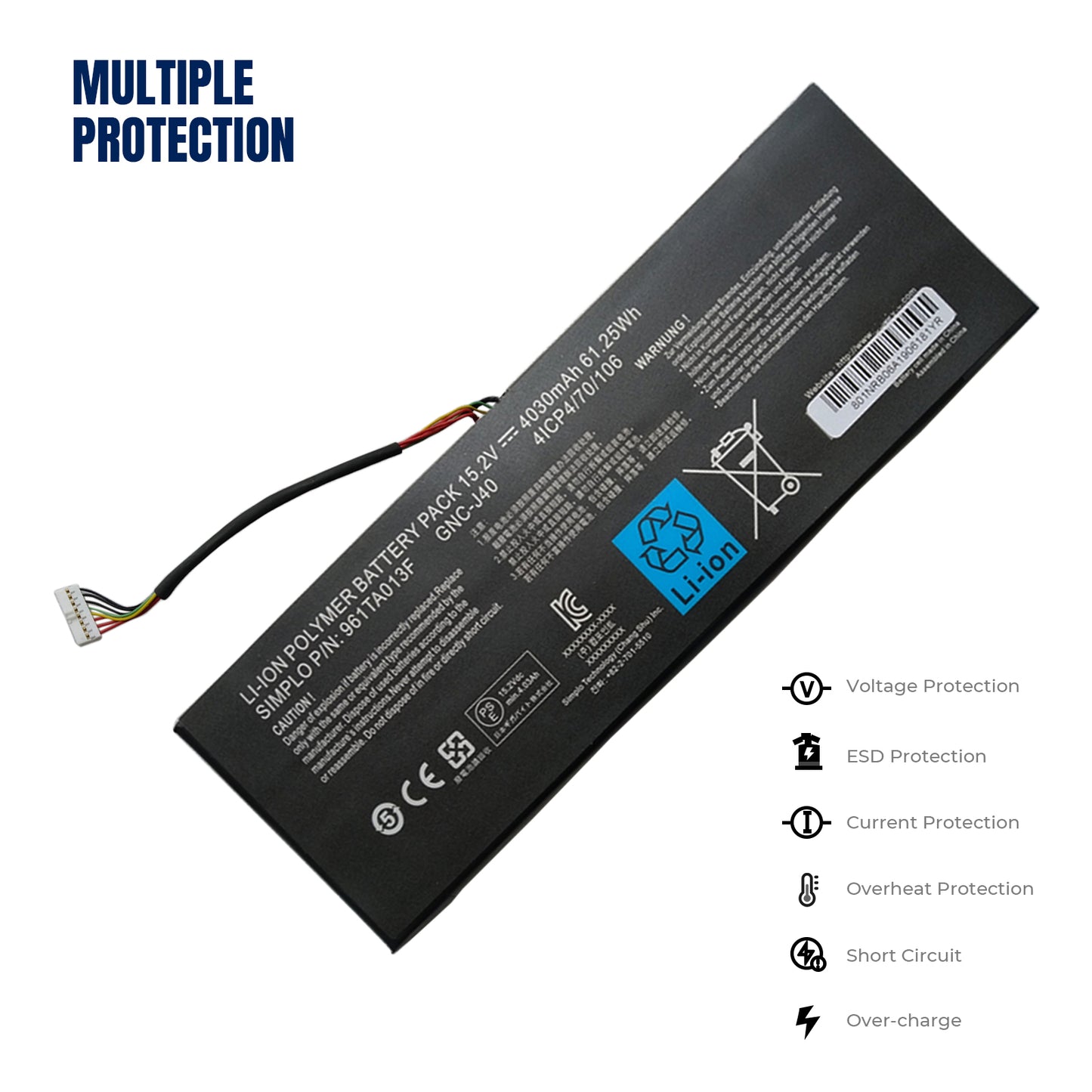 KELESY GNC-J40 15.2V/61.25Wh Laptop Battery For Gigabyte P34W P34K P34F P34G V2 V3 V4 V5 V7 Series P34W V5 Xotic PC Edition 4030mAh