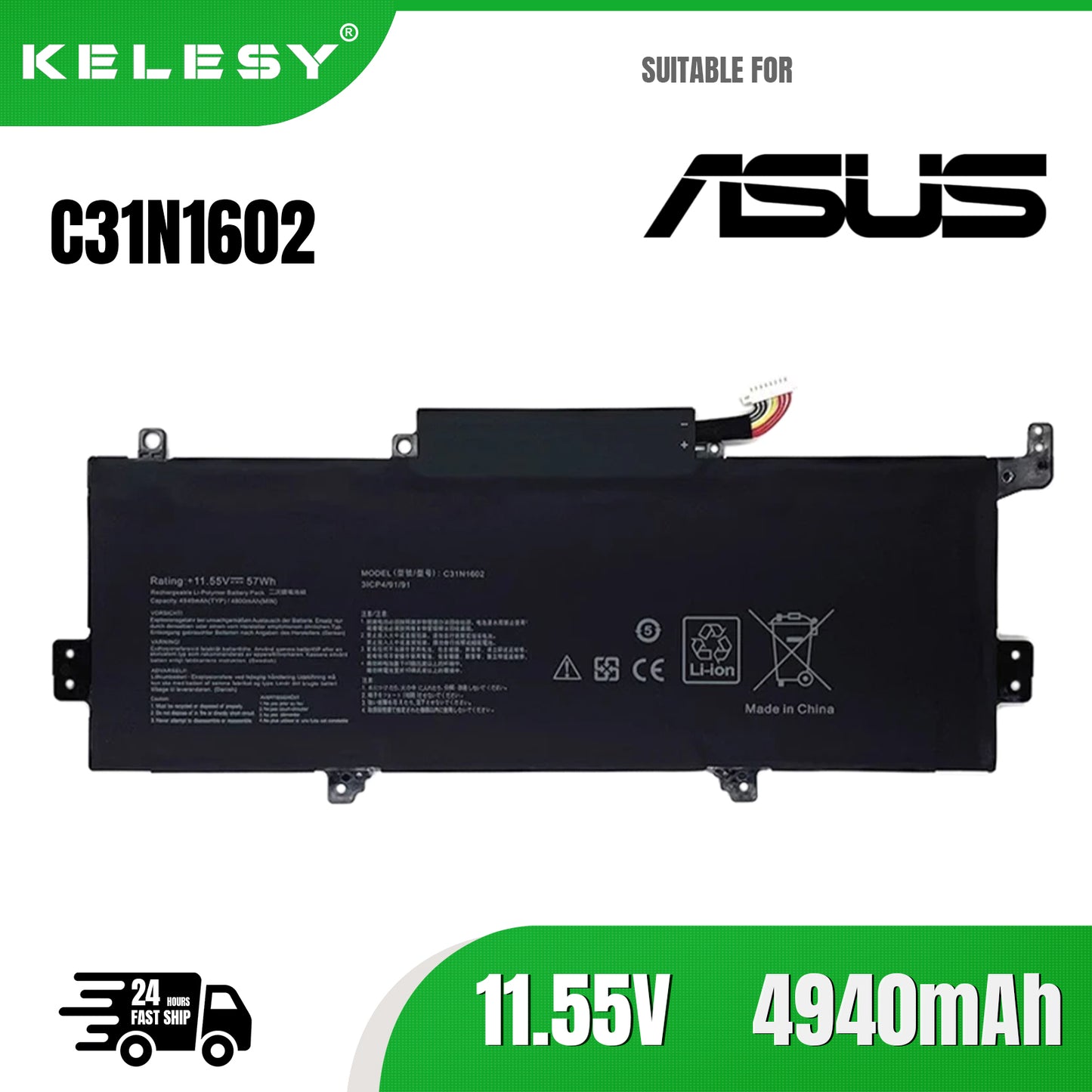 KELESY C31N1602 11.55V 57WH Battery For ASUS Zenbook U3000 U3000U UX330 UX330U UX330UA UX330UA-1A UX330UA-1B UX330UA-1C