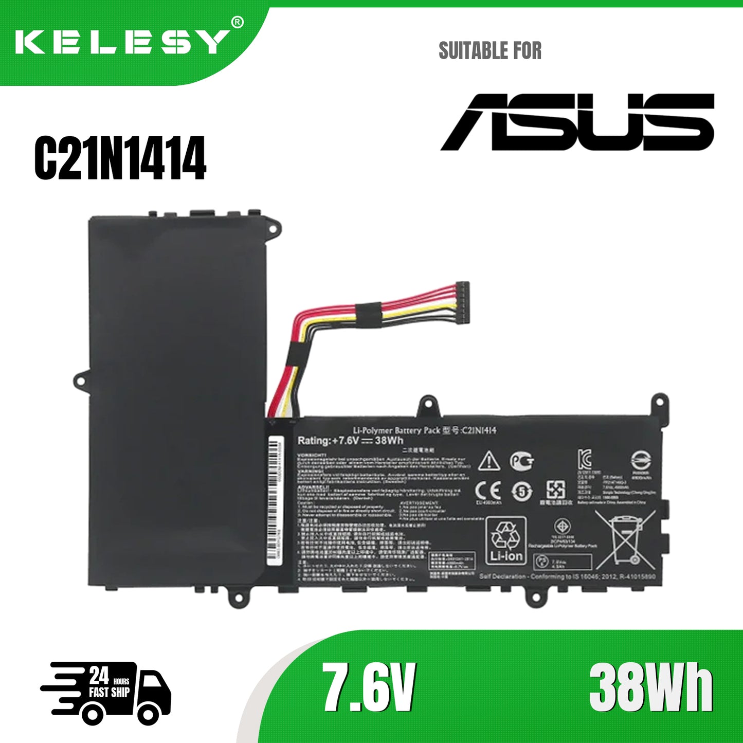 KELESY New C21N1414 Laptop Battery For Asus Sicongben Eeebook X205T X205TA F205TA 7.6V 38Wh