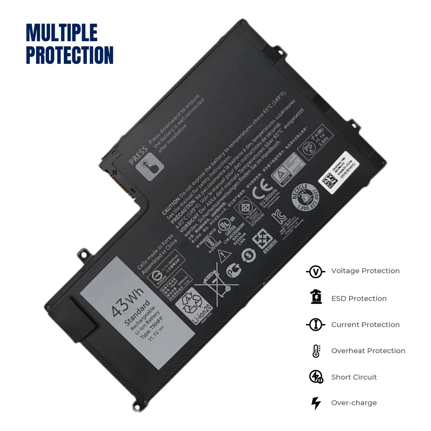 KELESY 11.1V 43Wh TRHFF Battery For Dell Inspiron 5547 5545 5548 5447 5445 5448 14-5447 15-5547 3450 3550 1V2F6 01V2F